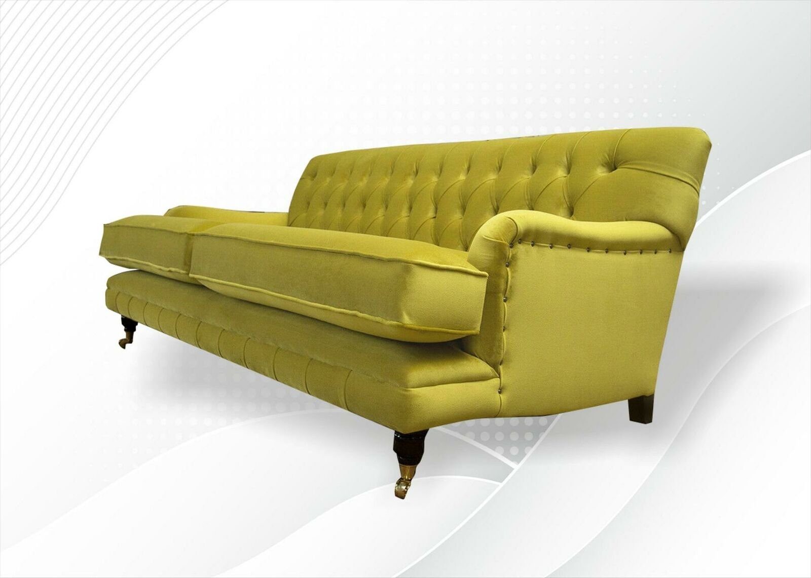 Zweisitzer Made Europe Modernes Luxus in JVmoebel Gelber Design Chesterfield-Sofa Couch, Chesterfield