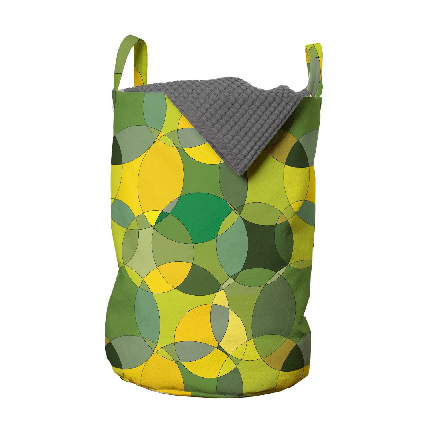 Abakuhaus Wäschesäckchen Wäschekorb mit Griffen Kordelzugverschluss für Waschsalons, Geometrisch Natürliche moderner Kreis