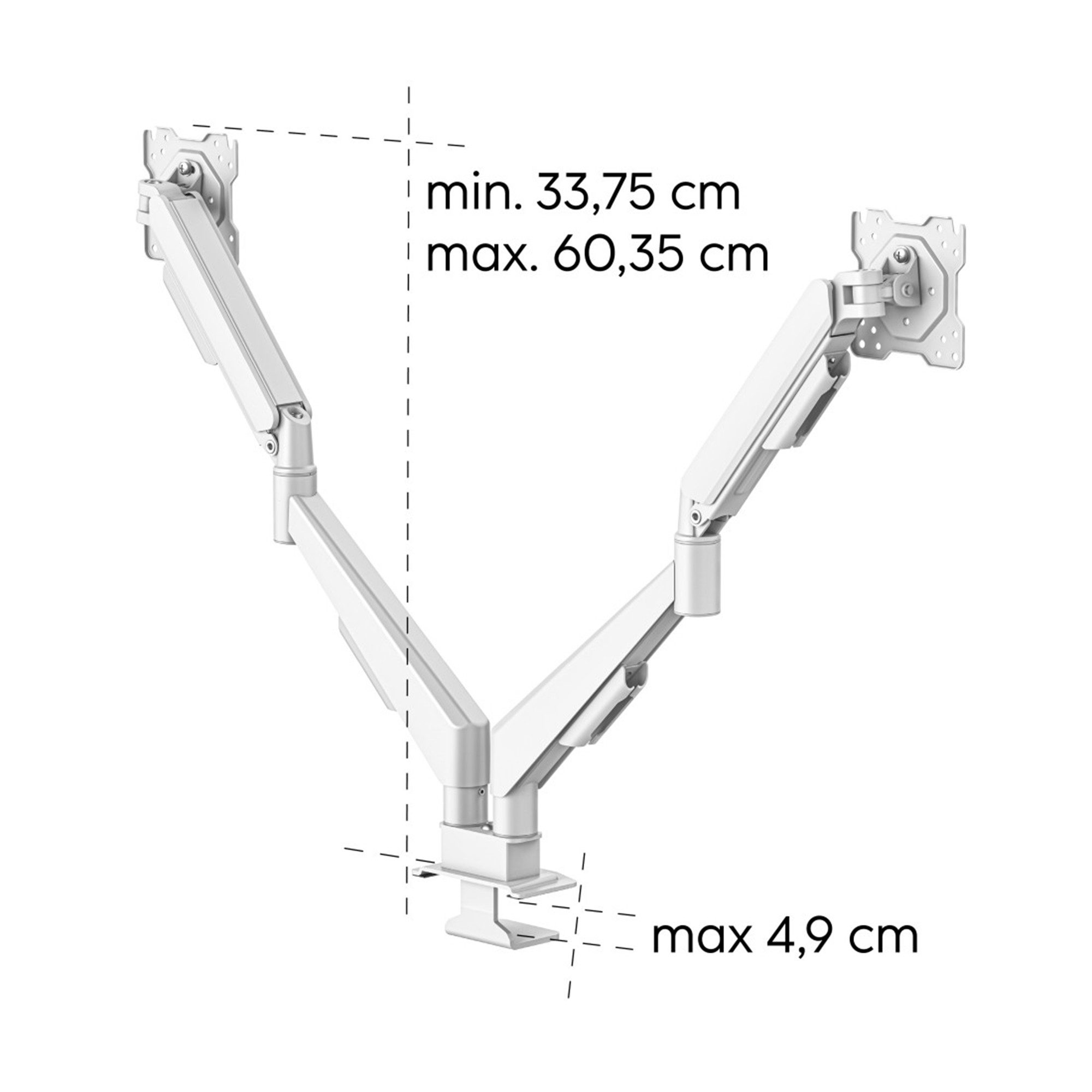 Hama Monitor-Halterung 2 Monitore 17–35 Zoll Gasfeder Weiß