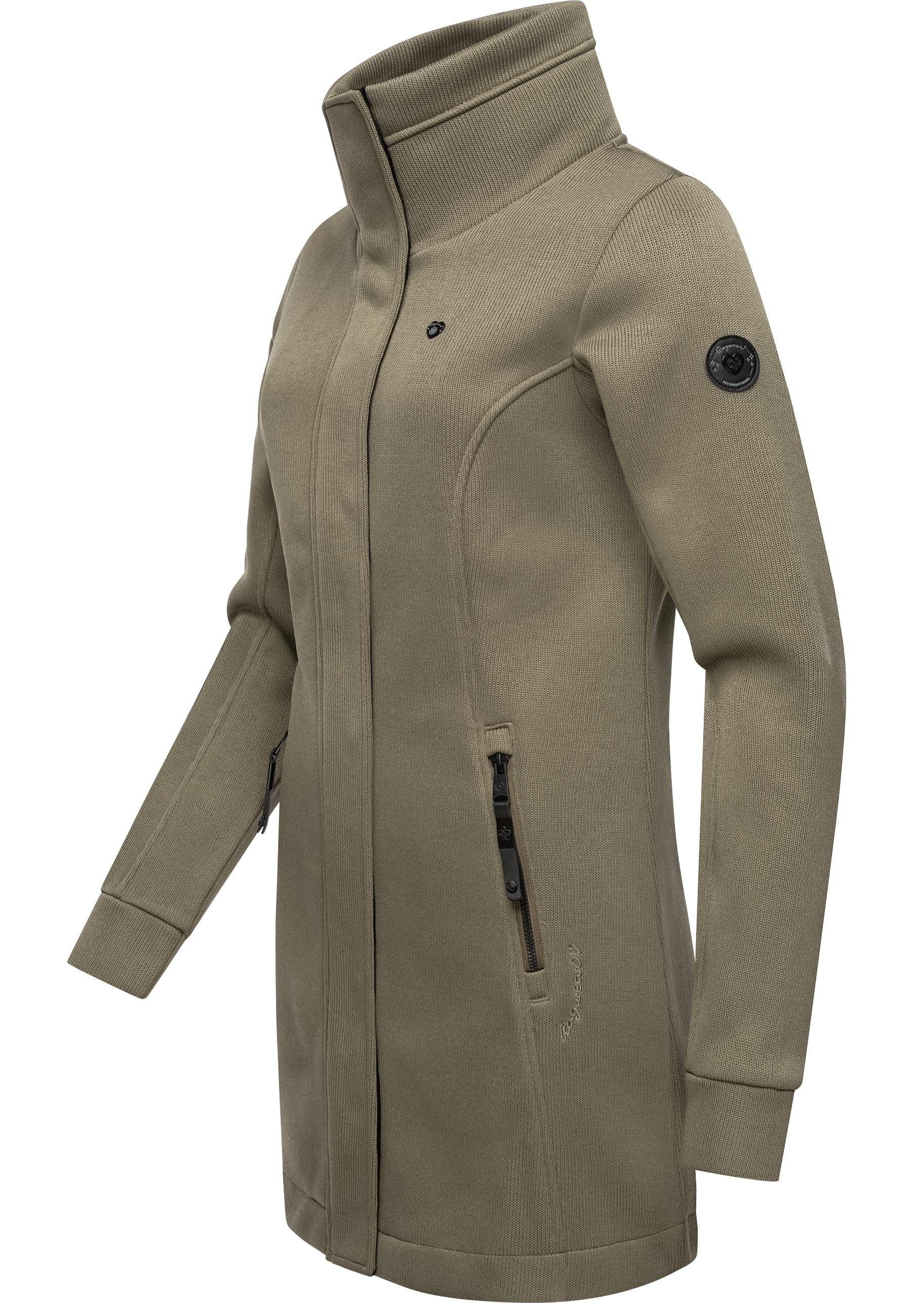 Ragwear Sweatjacke Letrice Bonded Elegante Zip-Jacke mit hohem Kragen in Feinstrickoptik