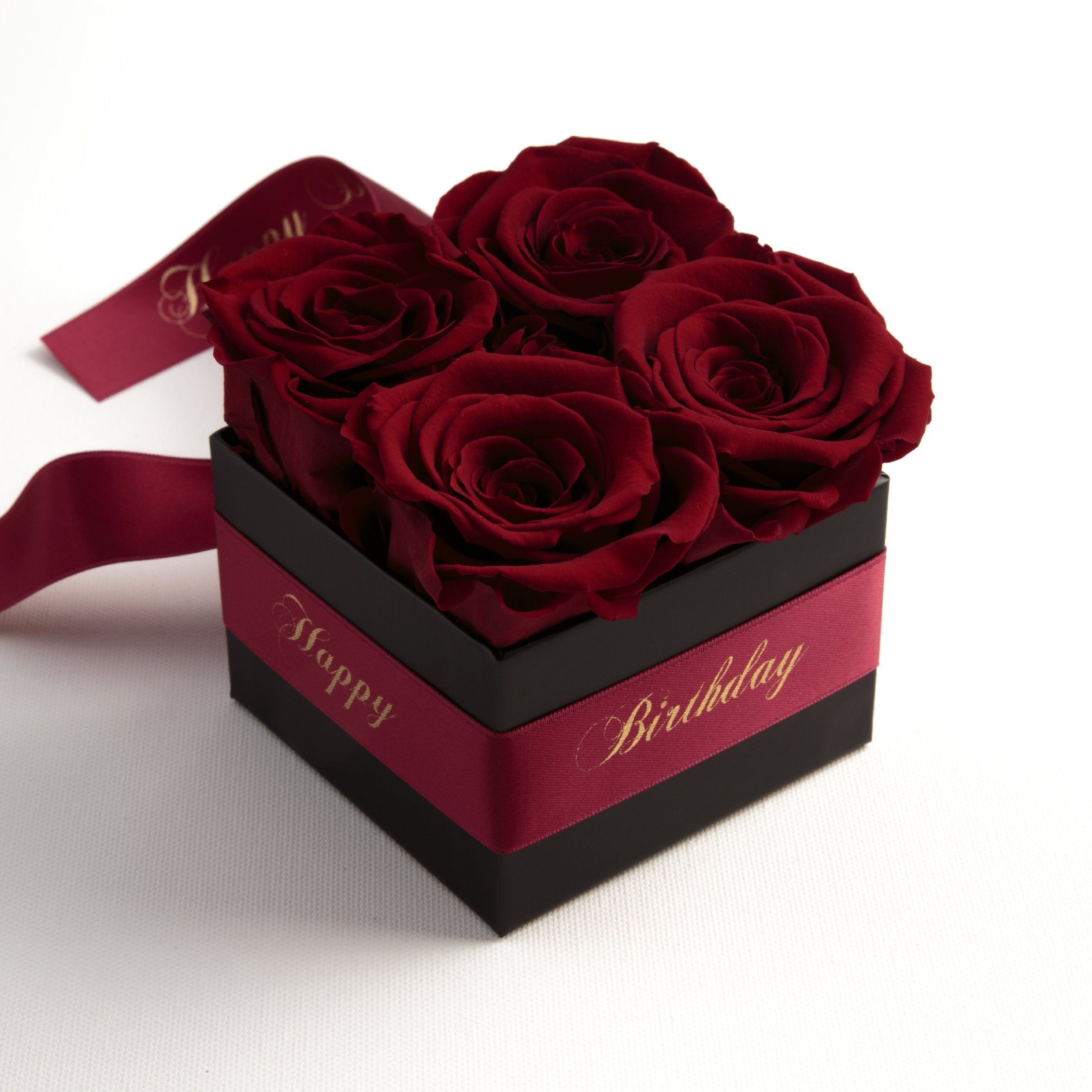 Kunstblume Infinity Rosen Rosenbox Happy Birthday Geburtstag Geschenk für Frauen Rose, ROSEMARIE SCHULZ Heidelberg, Höhe 8.5 cm, echte Rosen lang haltbar, Made  – Bild 4 von 5
