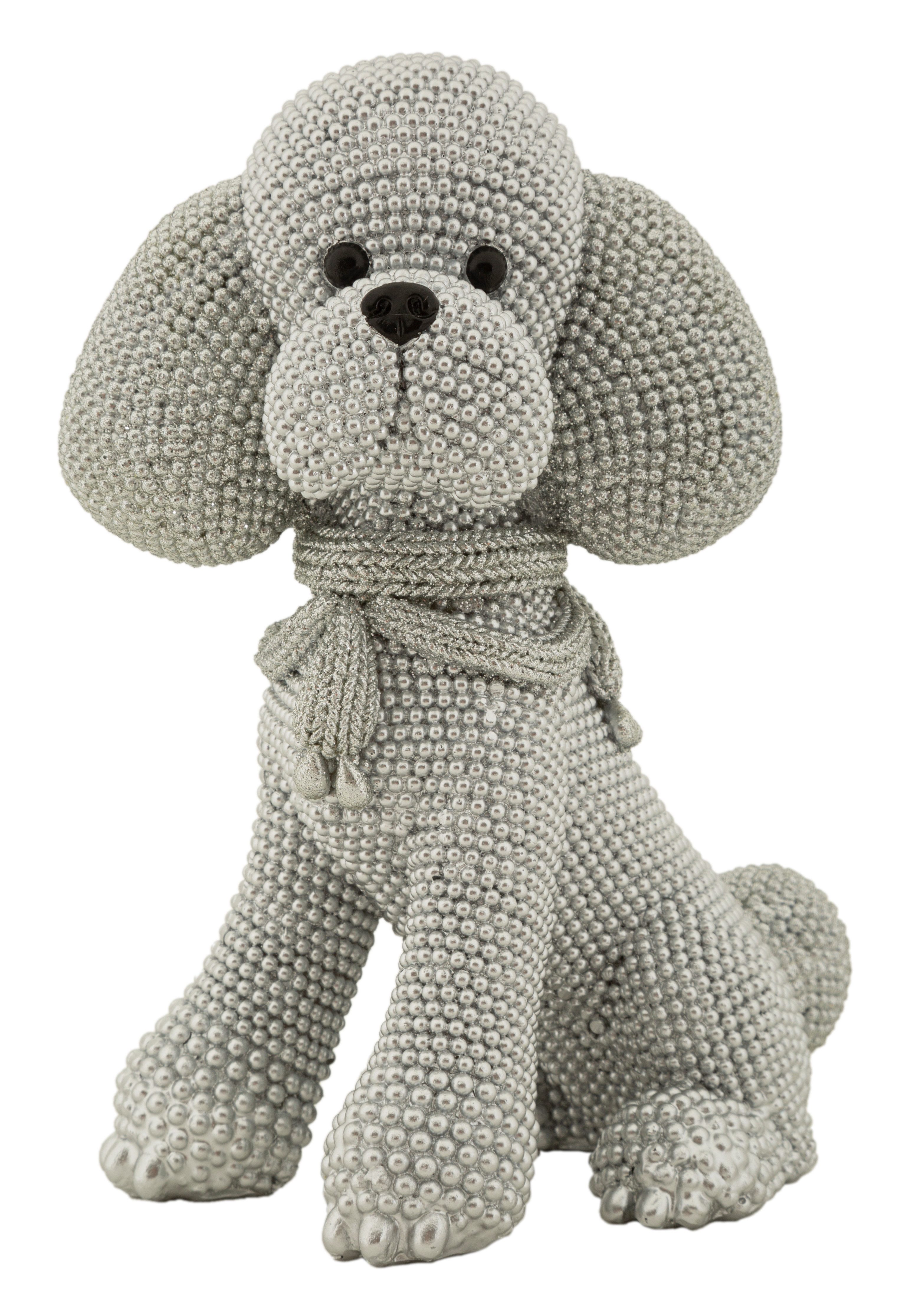 MF Tierfigur Dekofigur Pudel Sparkle – Glamouröser Deko Hund mit Perlenoptik 19cm (1 St)