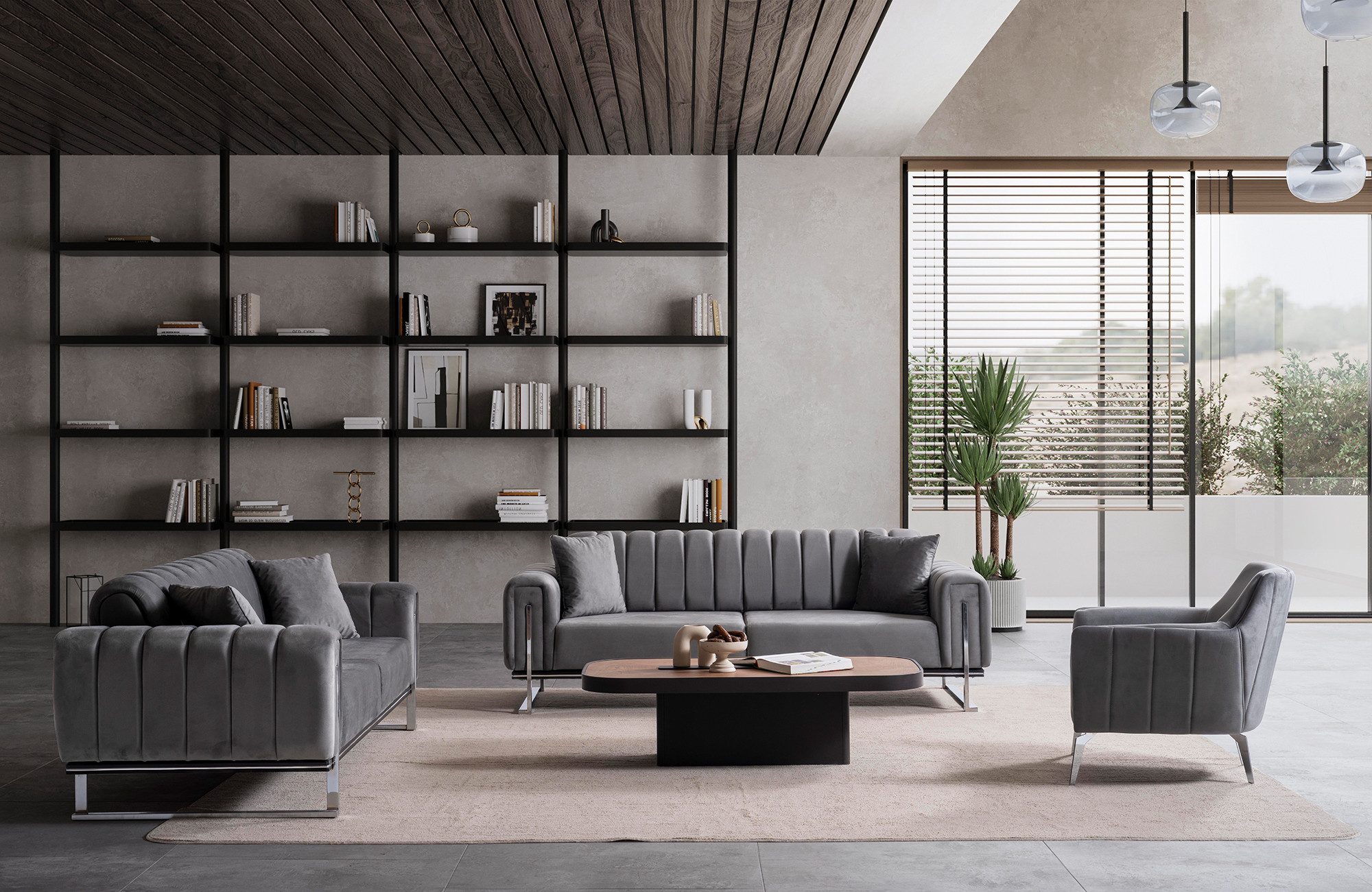 Özberk Sofa Paris Premium, Spar-Set 7 Teile, Wohnlandschaft Sofa Couch Garn günstig online kaufen