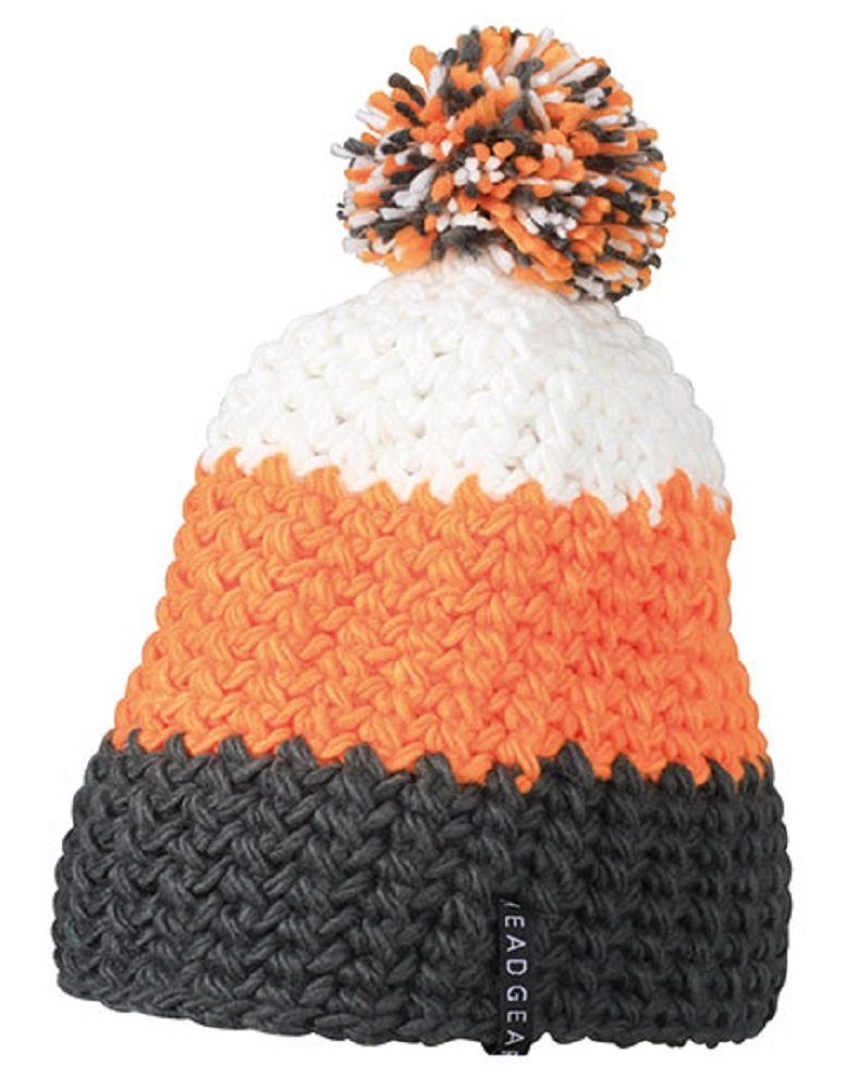 Myrtle Beach Bommelmütze Unisex Winter Mütze Wintermütze - Häkelmütze Fleeceband innen Orange