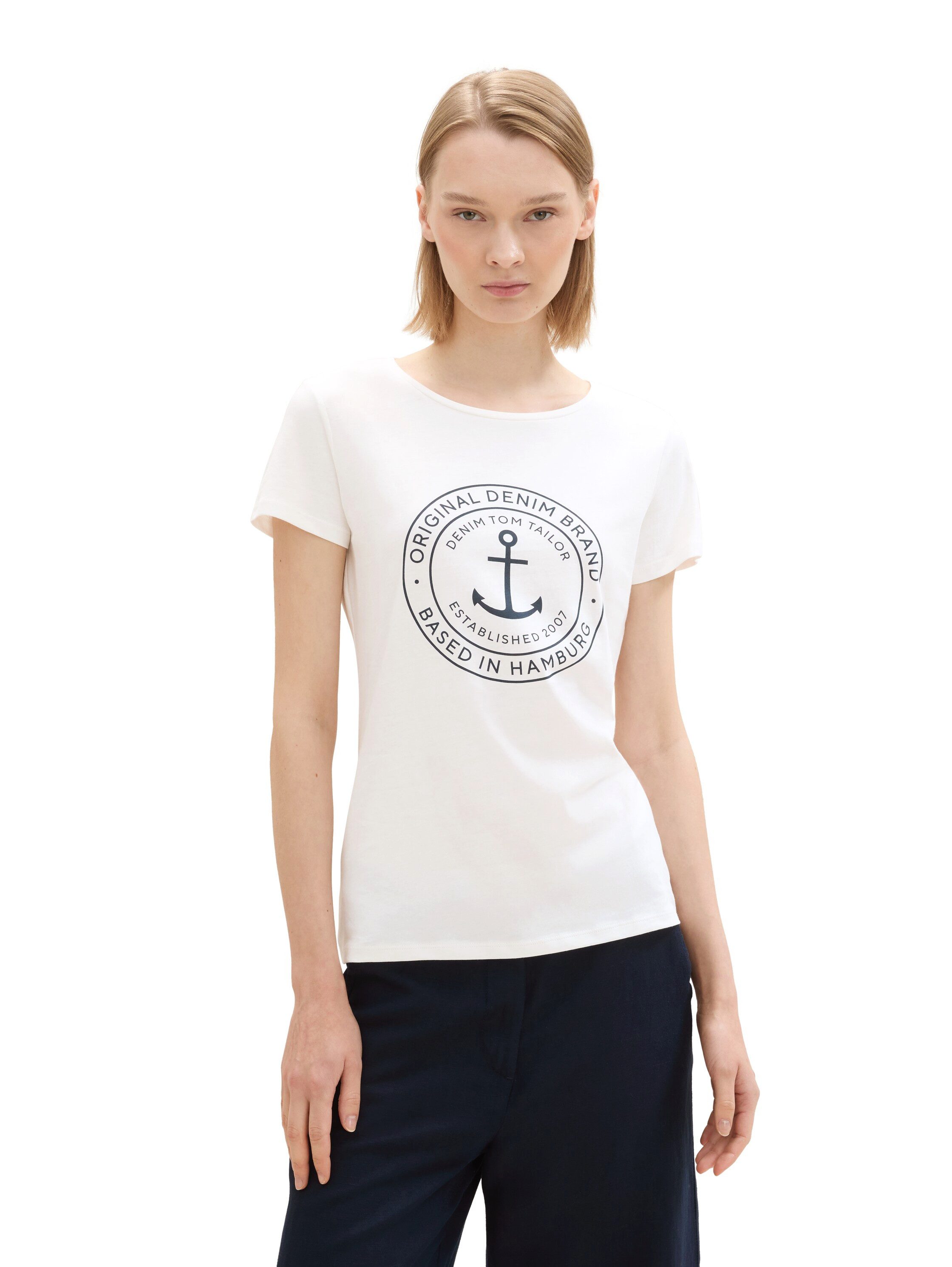 TOM TAILOR Denim T-Shirt (Packung, 2-tlg) Doppelpack mit Logo-Print