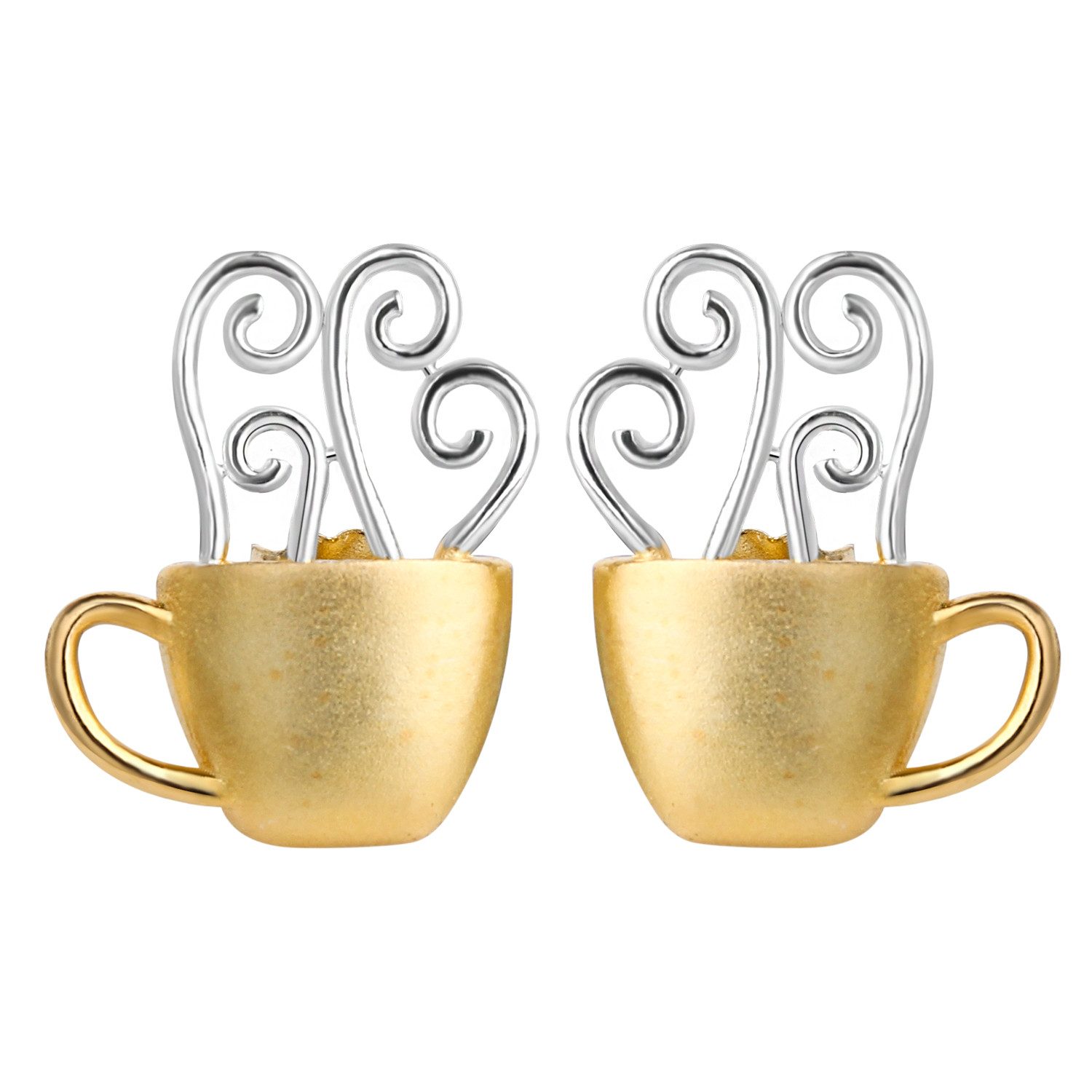 Paar Ohrstecker heiße Kaffeetasse