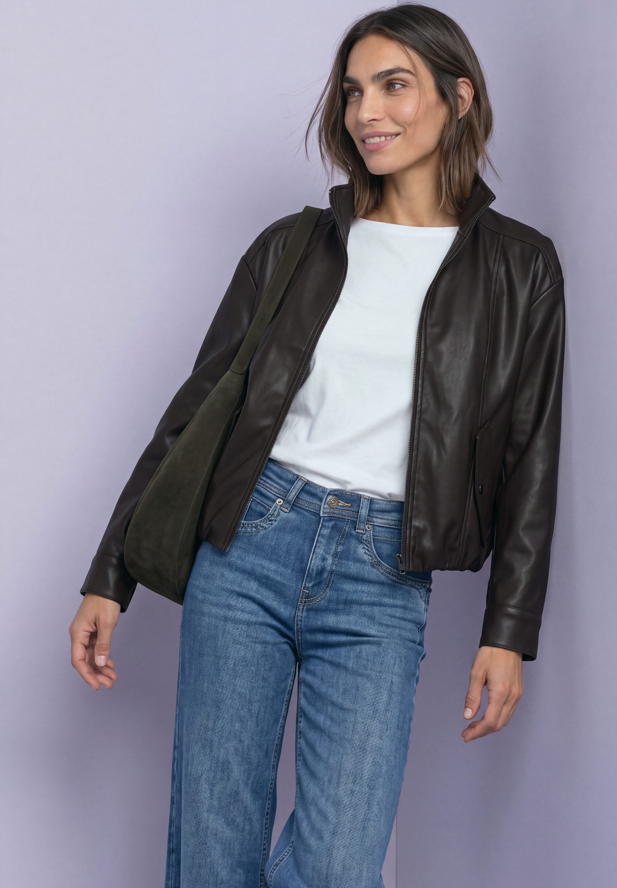 STREET ONE Bikerjacke mit Stehkragen und Zipper