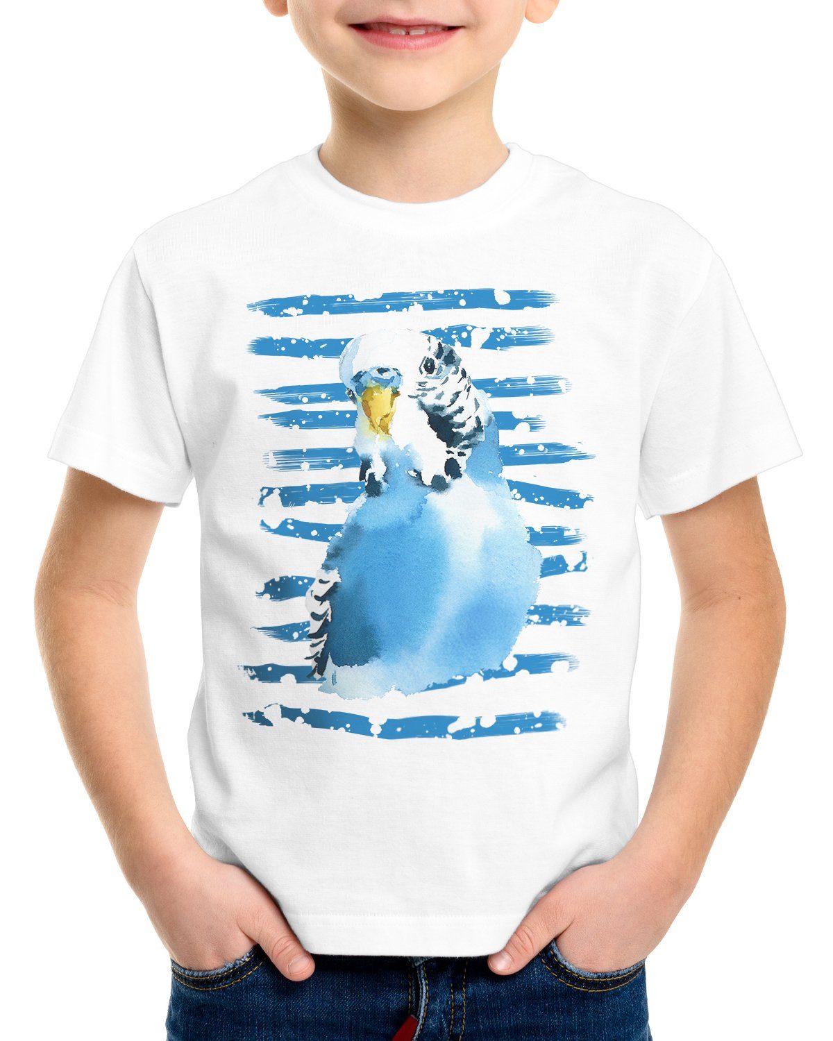 style3 Print-Shirt Kinder T-Shirt Wellensittich kleiner vogel feder