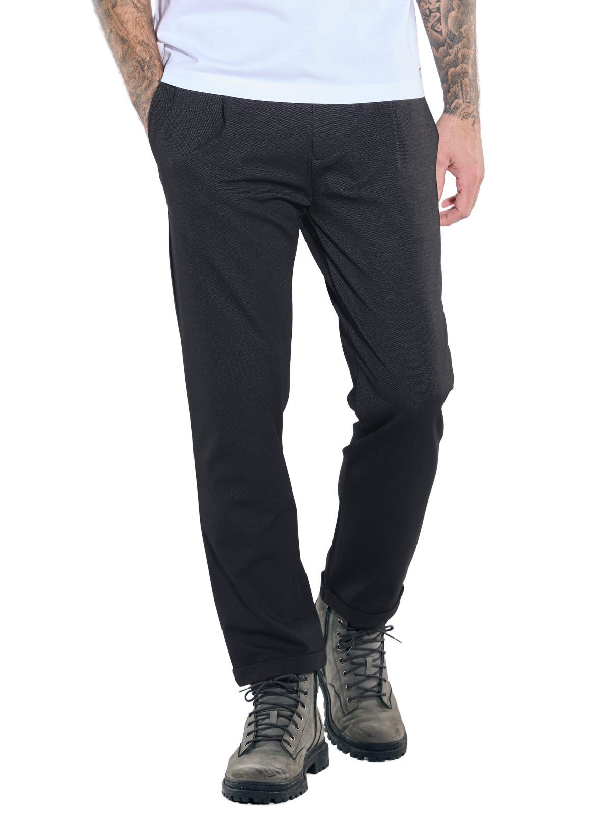 Chinohose Herren Chino regular, Schwarz