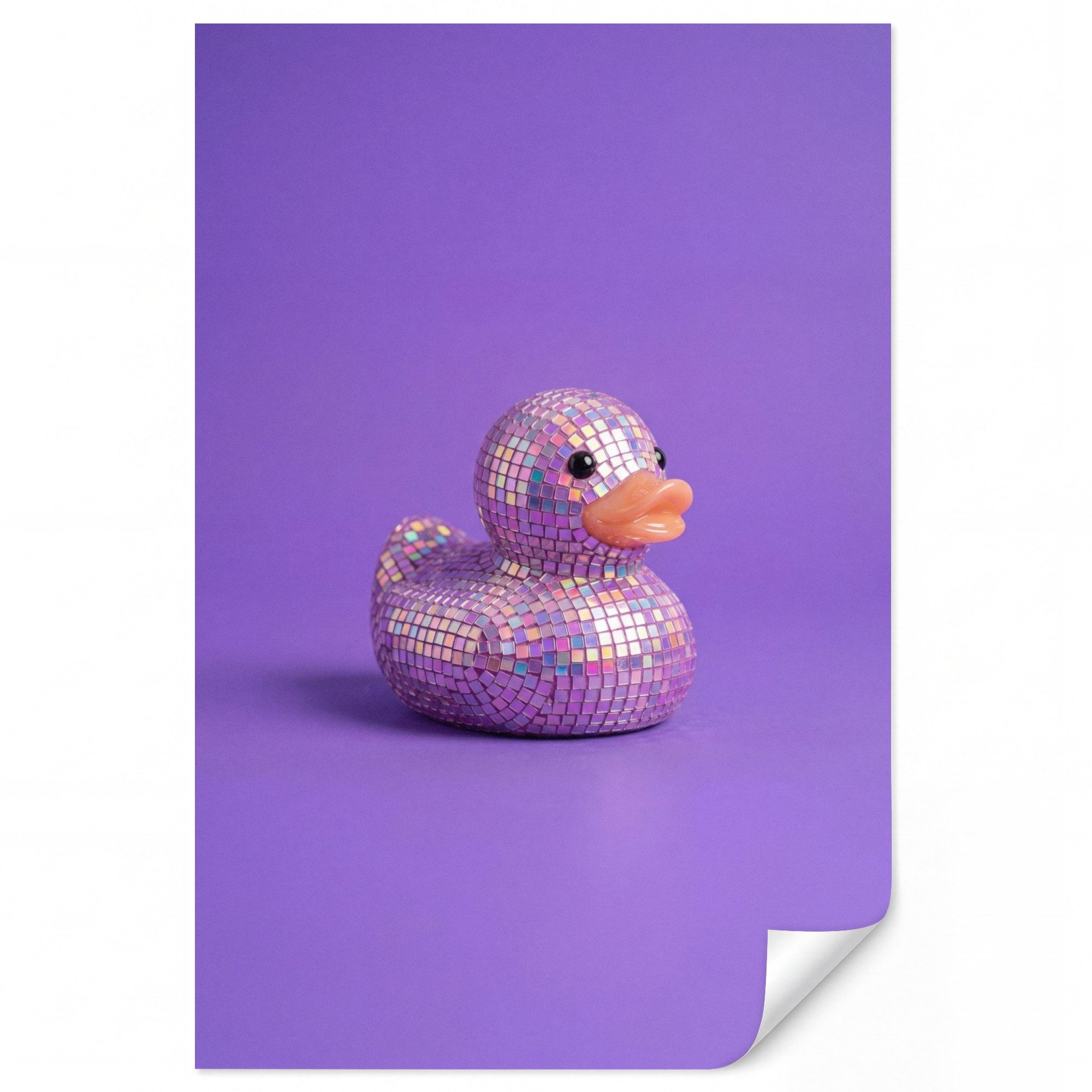 OnlyWow Fototapete Disco - Ente - Lila, Matt, bedruckt, Wandtapete, Schlafzimmer, Modern, Vliestapete 140x200cm