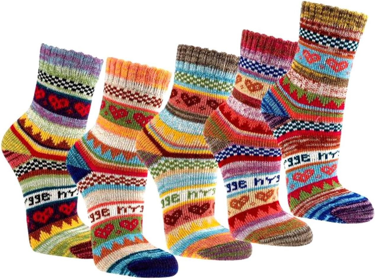 FussFreunde Norwegersocken 3 Paar bunte Norweger Socken Hygge Baumwolle mit Anti-Loch-Garantie (3 Paar)