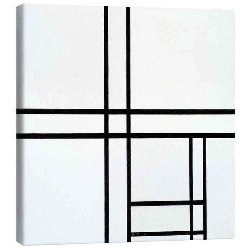 Posterlounge Leinwandbild Piet Mondrian, Komposition in Weiß und Schwarz, Minimalistisch Grafikdesign