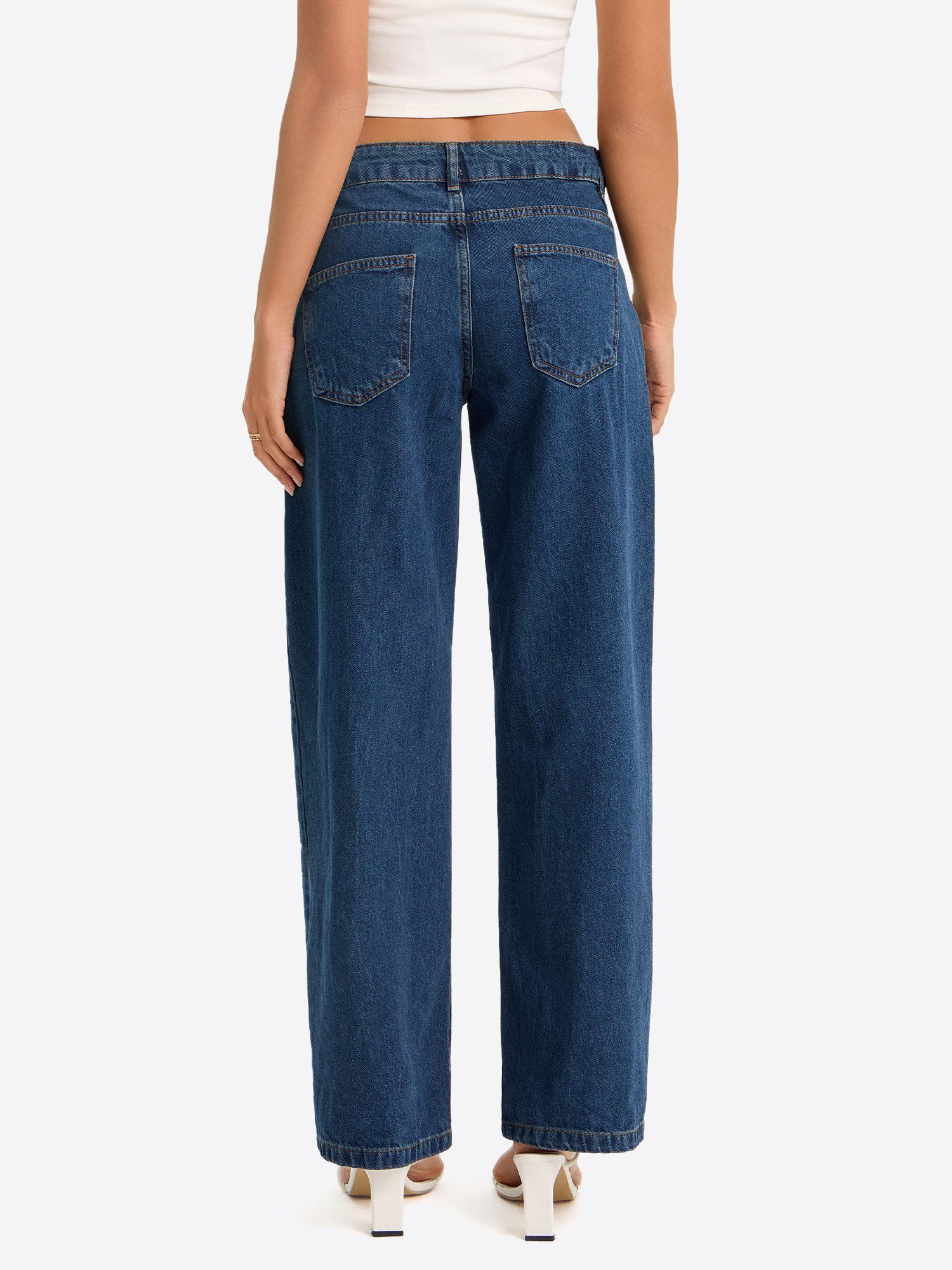 Imily Bela Boyfriend-Jeans Damen Hochgeschnittene Jeans mit geradem Bein (Packung, 1-tlg., 1per-Pack) aus Baumwolle