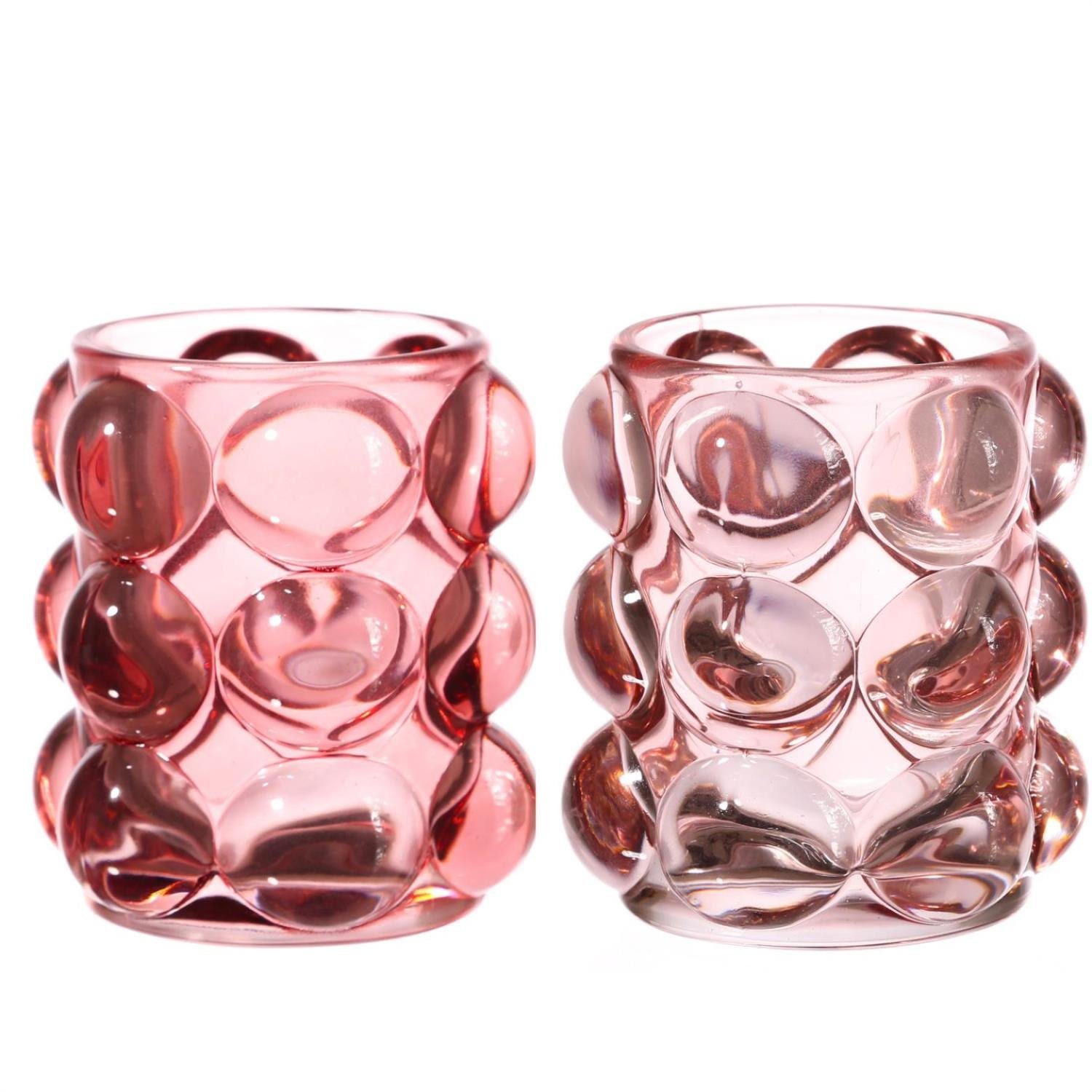 MARELIDA Teelichthalter Teelichthalter BUBBLE Glas Windlicht Teelichtglas  ganzjährig altrosa rosa 2Stk. (2 St)