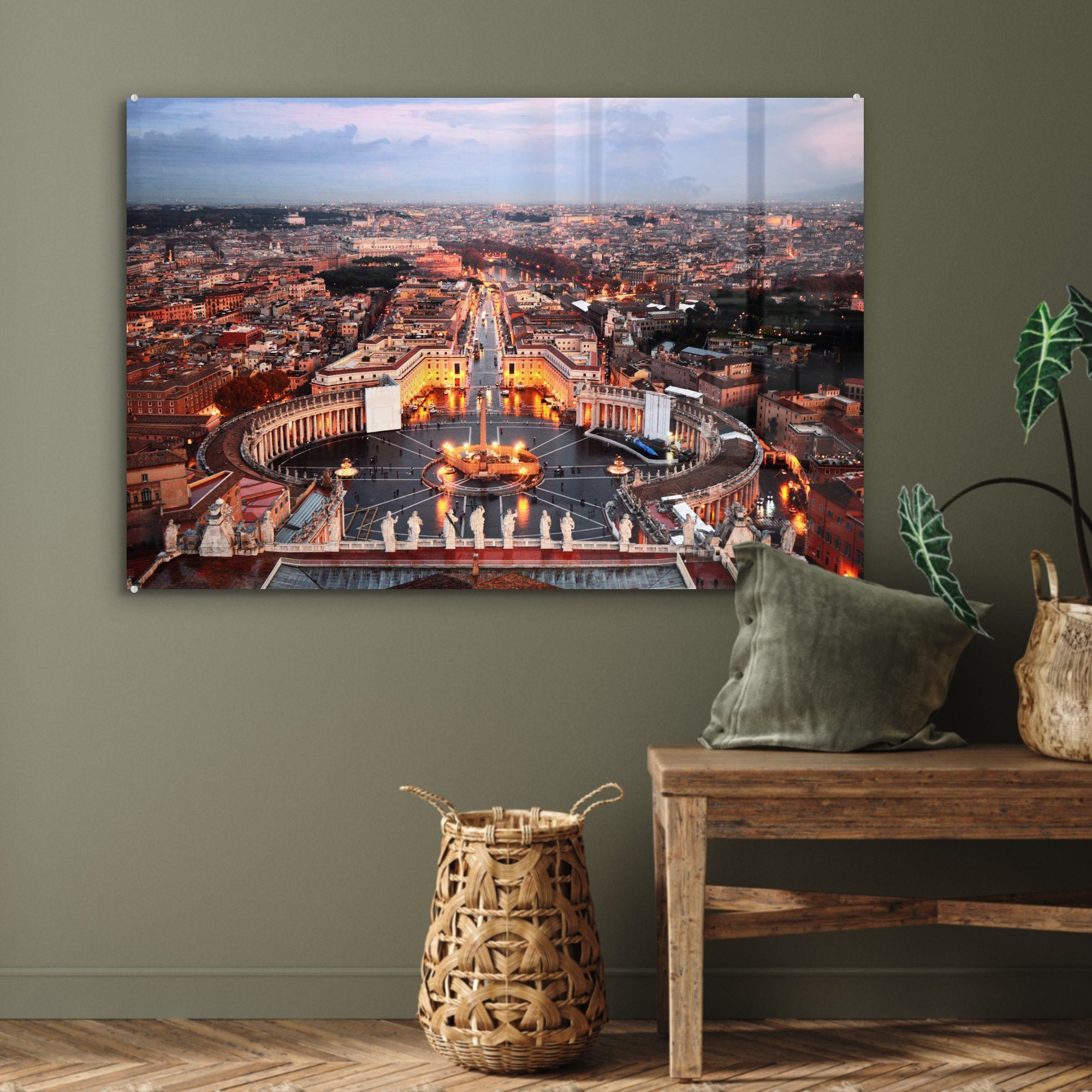 Acrylglasbild die und (1 Vatikanstadt, Petersplatz MuchoWow Acrylglasbilder St), Schlafzimmer Der Häuser der in umliegenden & Wohnzimmer