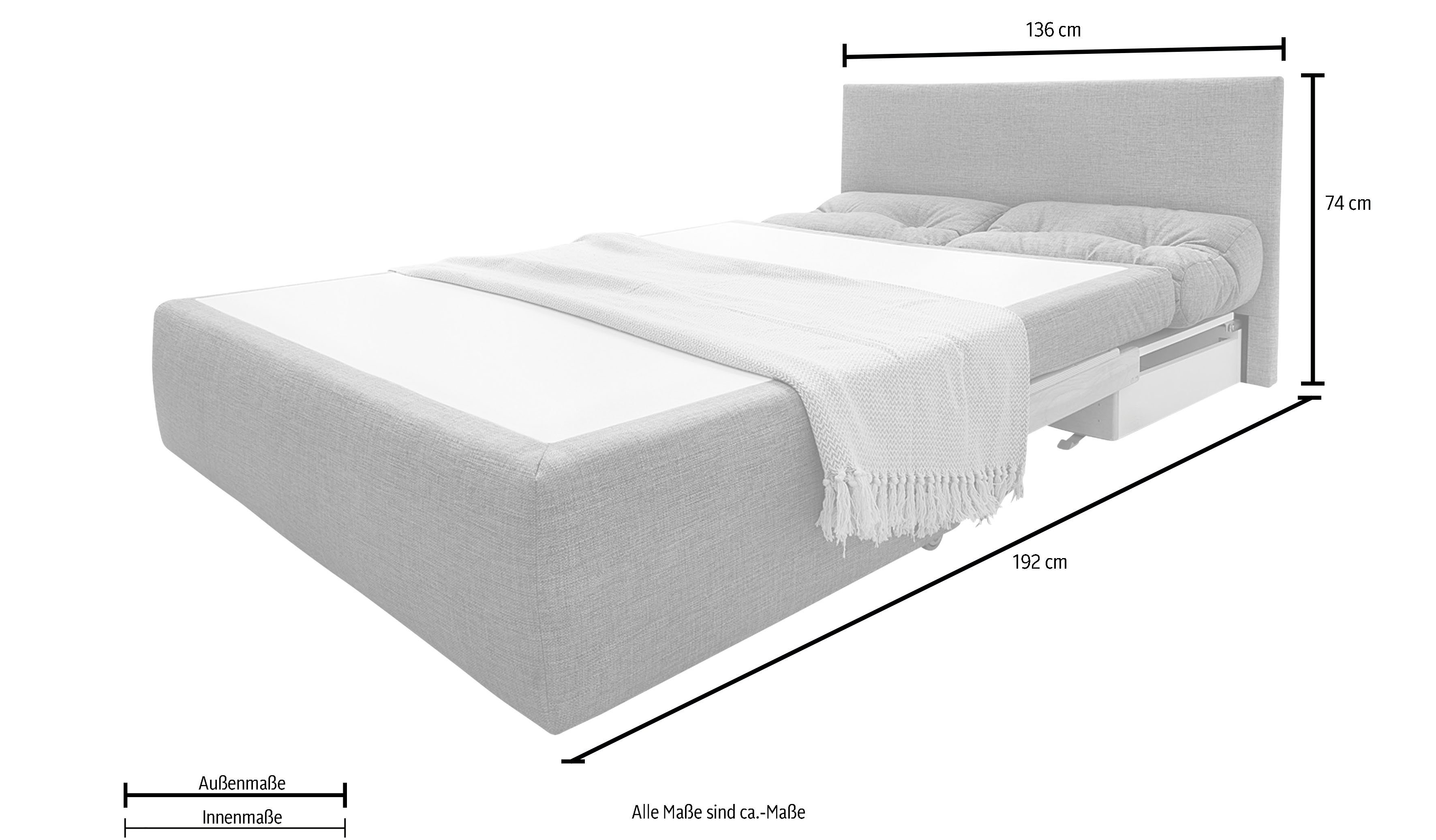 Jockenhöfer Gruppe Sofa Torben, Gästebettfunktion und Stauraum Schlafsofa grau Platzsparendes mit