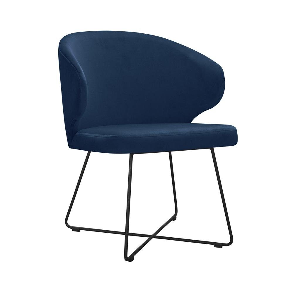 JVmoebel Stuhl, Design Stuhl Sitz Warte Ess Praxis Kanzlei Zimmer Blau Textil Polster Stühle Stoff