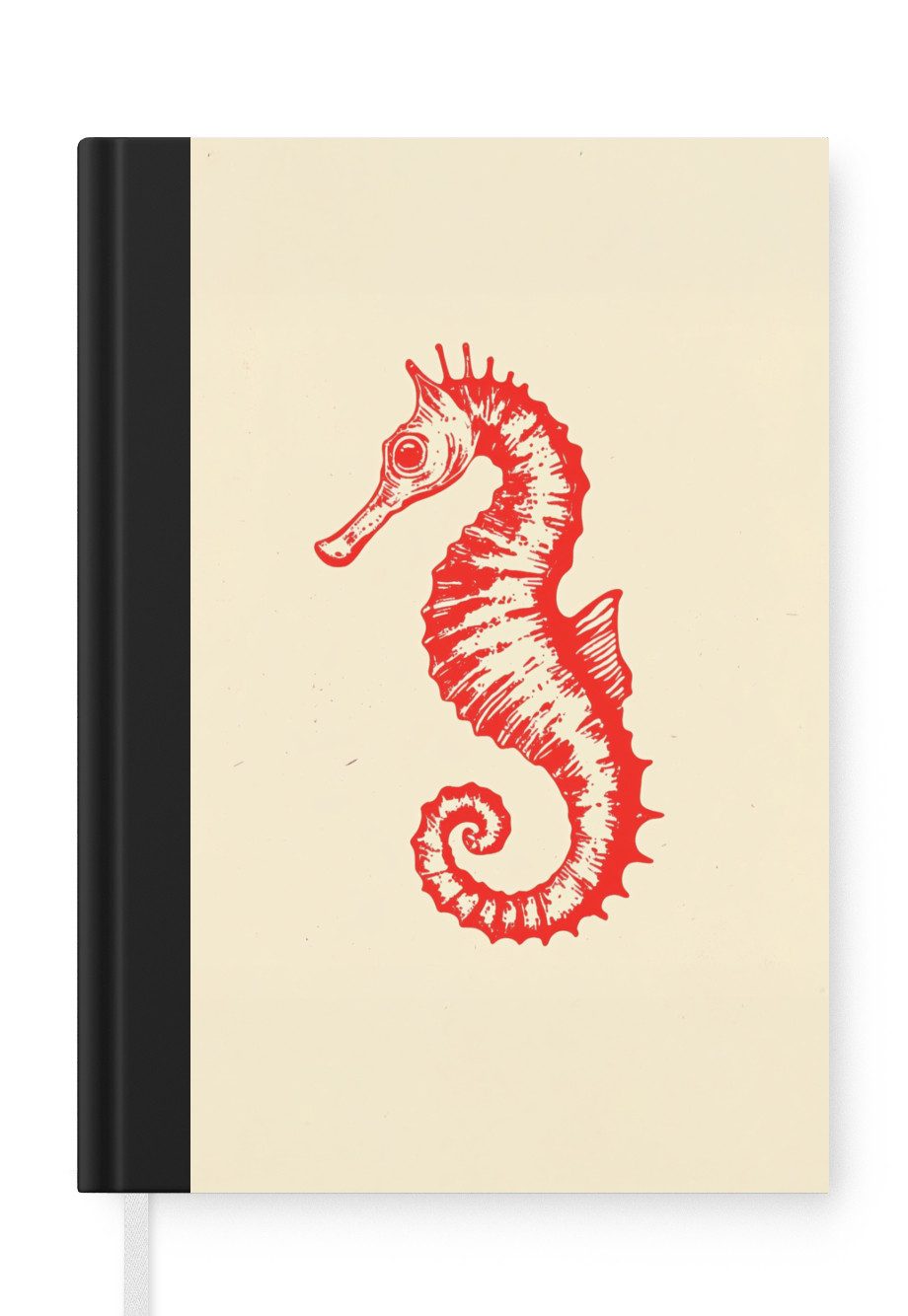 MuchoWow Notizbuch Seepferdchen - Rot - Feine Details, Notebook, Notizblock a5, Tagebuch, Journal Liniert