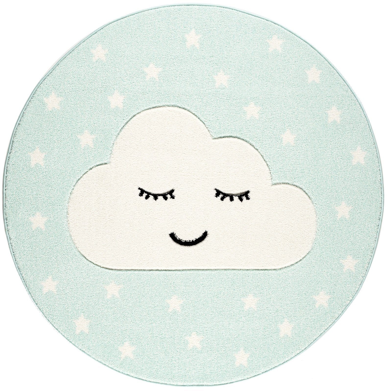 Kinderteppich Smiley Cloud rund, LIVONE Happy Rugs for Kids, rund, Höhe: 16 mm, weicher Flor