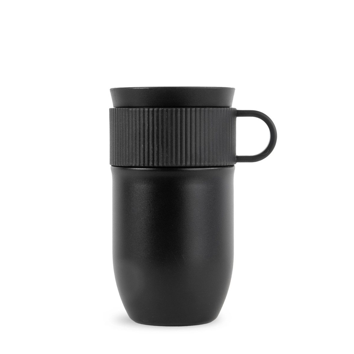 sagaform Thermotasse Thermotasse Isolierbecher TED 28 cl, matt-schwarz, Edelstahl (doppelwandig isoliert, recycelt), Kunststoff (lebensmittelsicher)