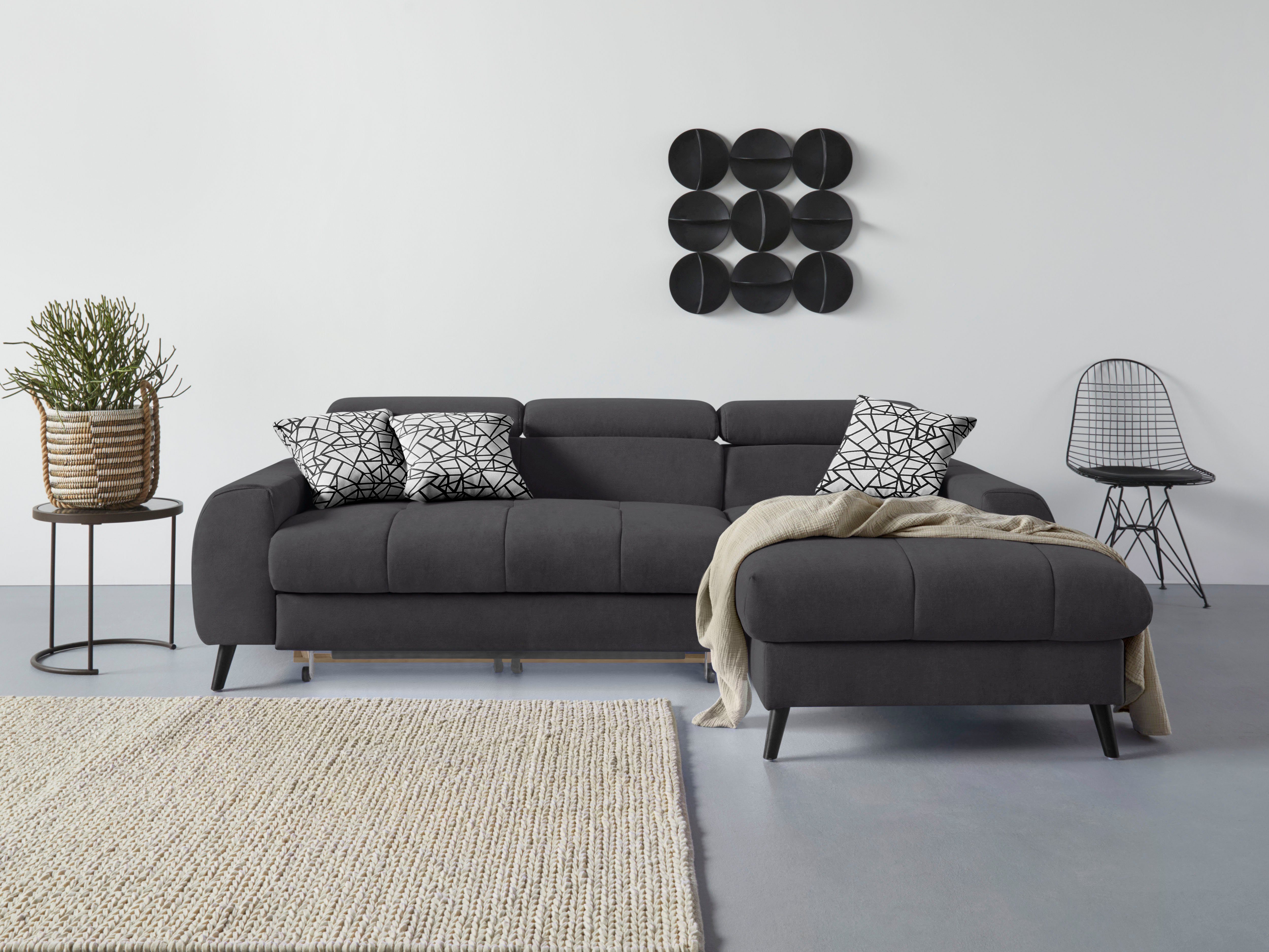 COTTA Ecksofa "Mia L-Form mit 3 Zierkissen", wahlweise mit Bettfunktion, Be günstig online kaufen