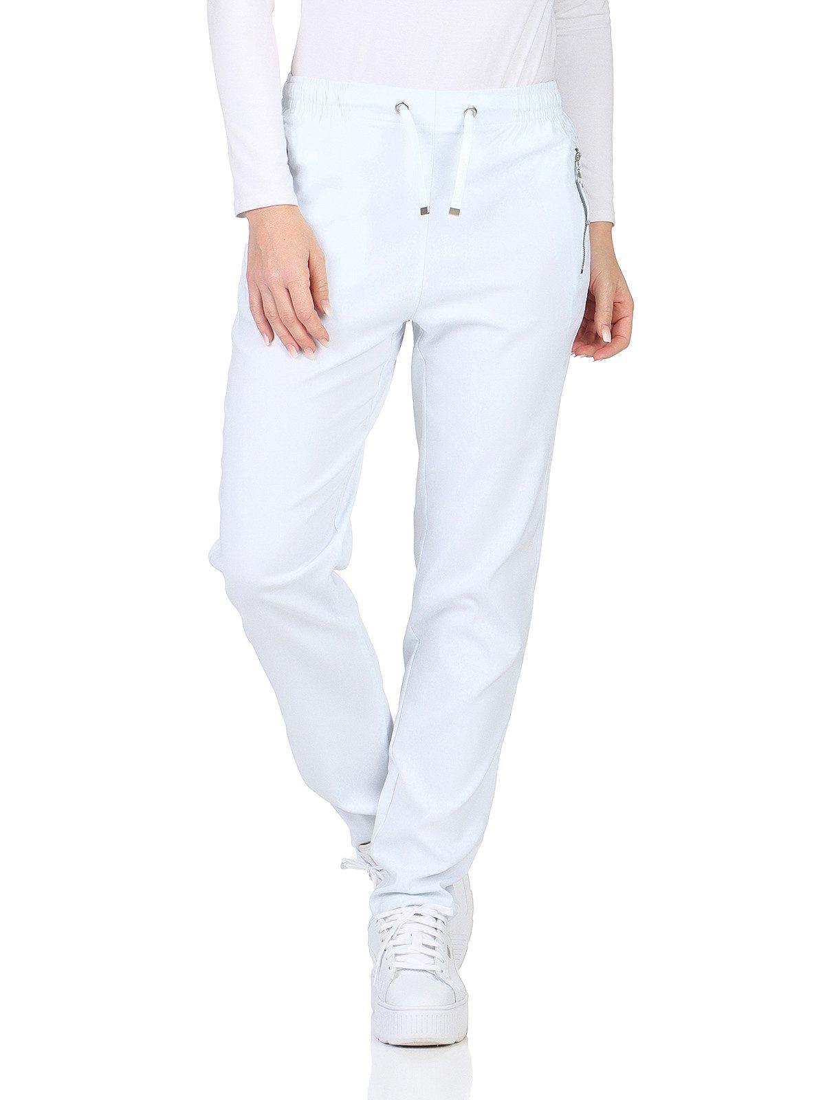 Alica Collection Chinohose Schlupfhose Damen Stretch Hose leichte Sommerhose - Kurzgröße mit Gummibund & Kordelzug, in großen Größen erhältlich