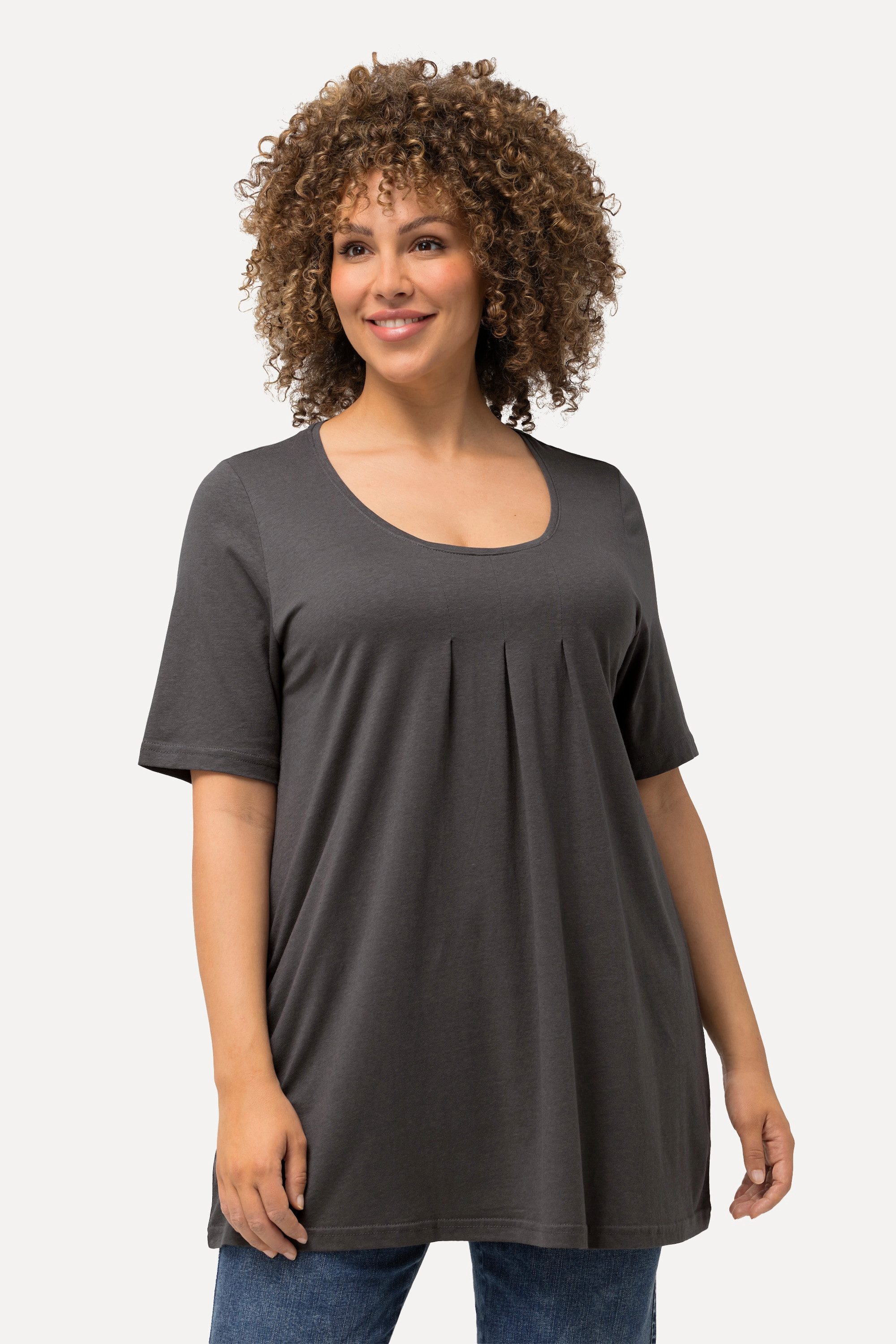 Ulla Popken T-Shirt T-Shirt Zierfalten A-Linie günstig online kaufen