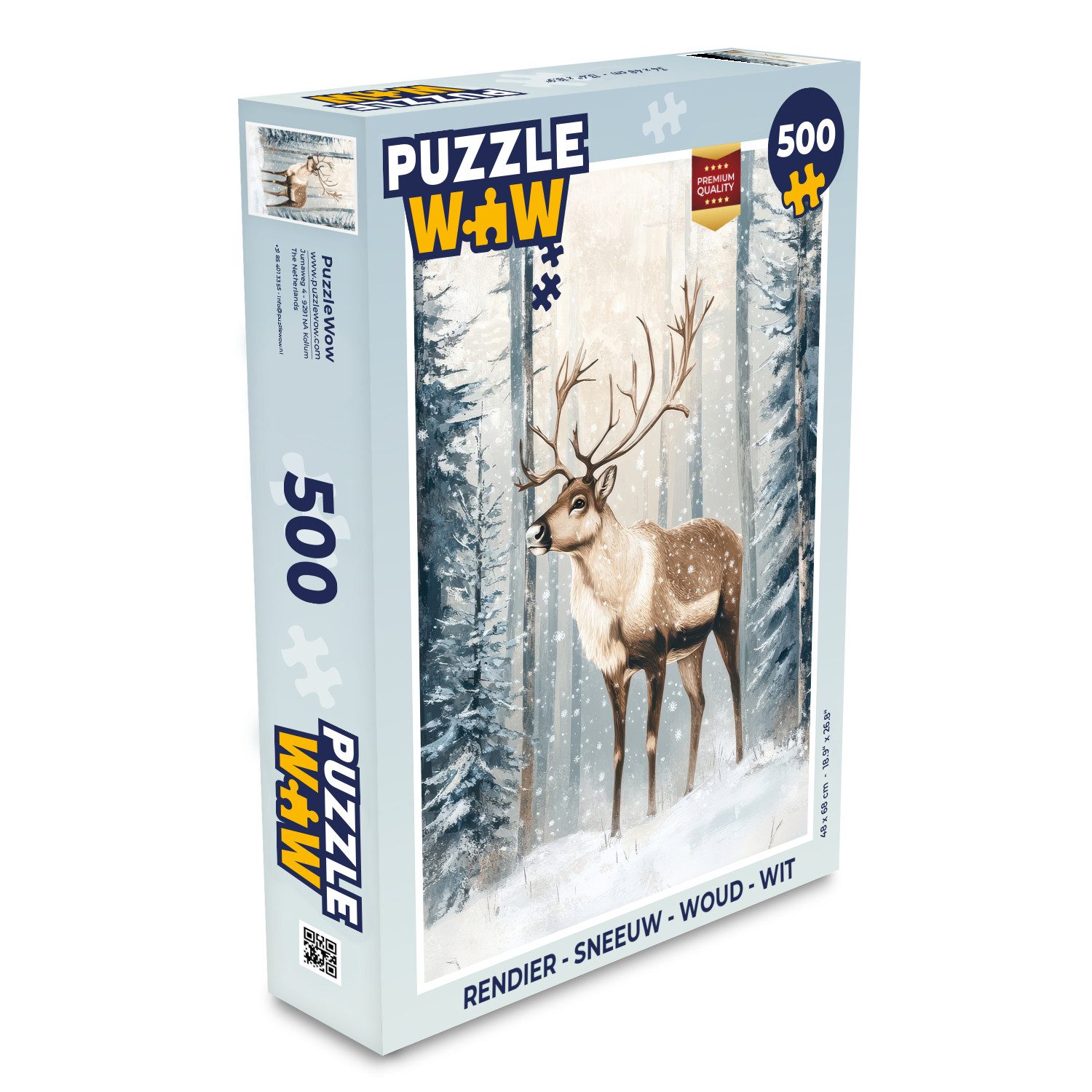 MuchoWow Puzzle Rentier - Schnee - Wald - Weiß, 500 Puzzleteile, Foto-Puzzle, Bilderrätsel, Puzzlespiele, Spielzeug