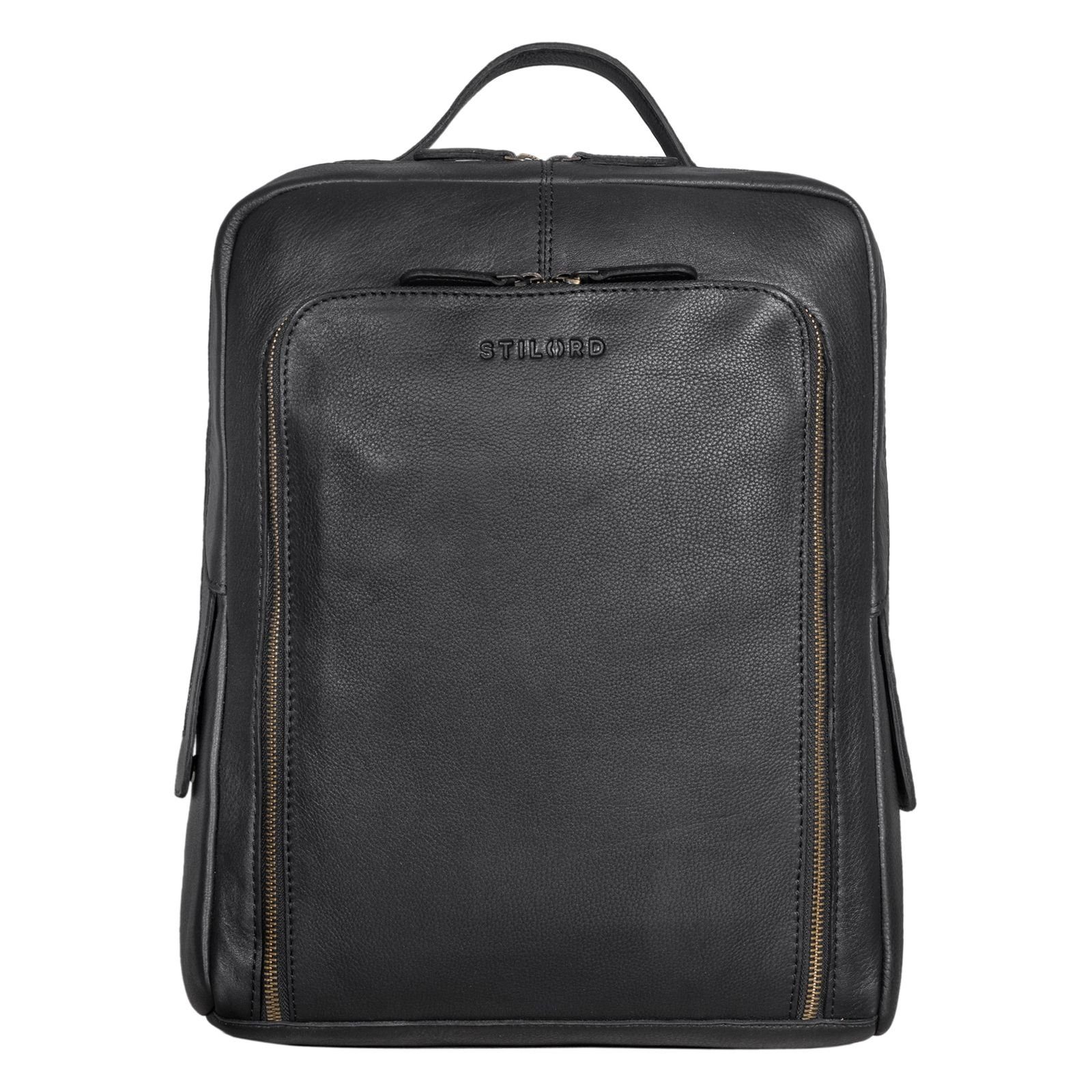 Herren Rucksack schwarz "Daniele" Notebook-Rucksack Leder STILORD Damen Business