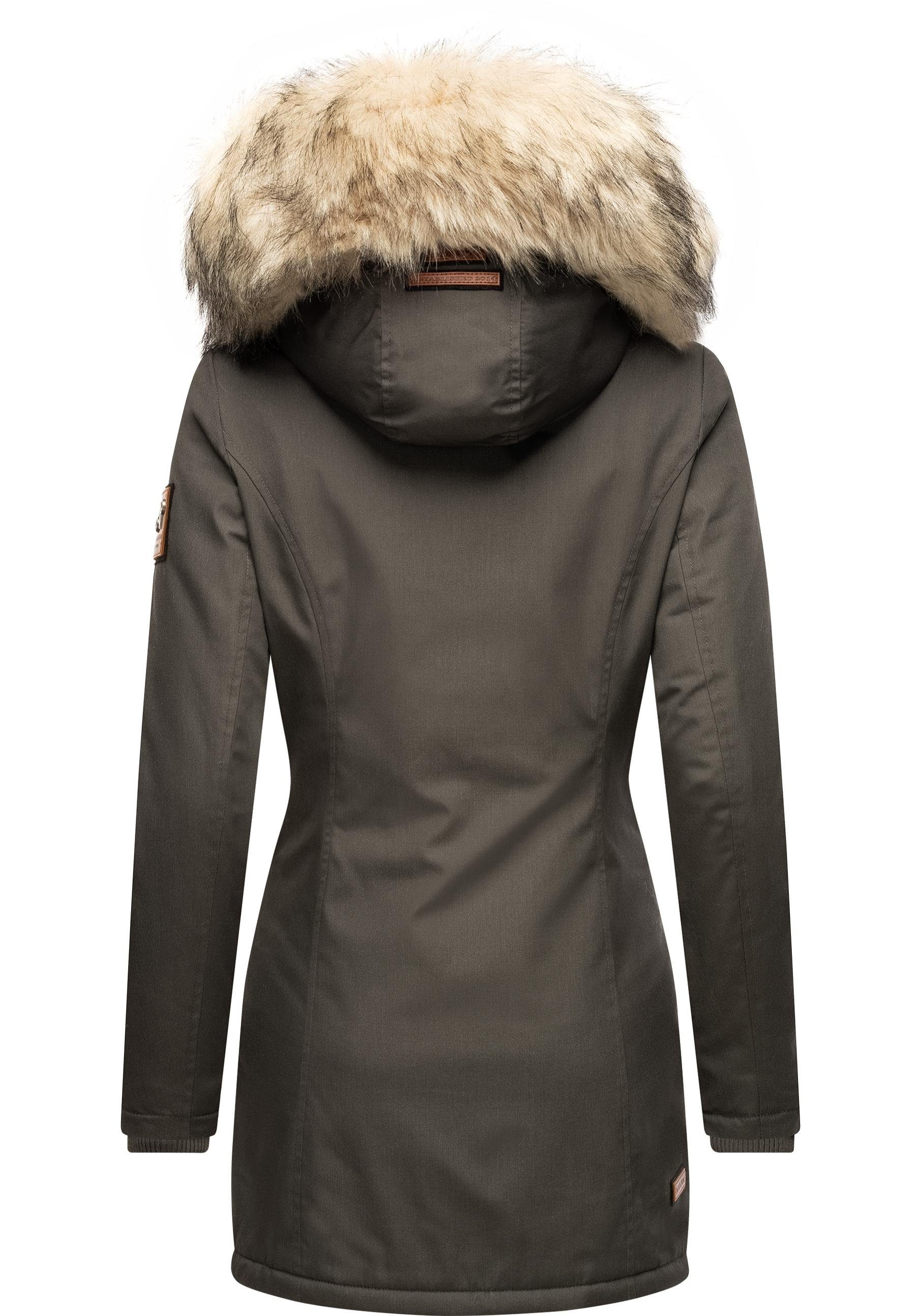 Navahoo Wintermantel Cristal stylischer Damen Winterparka mit Kunstfell-Kapuze