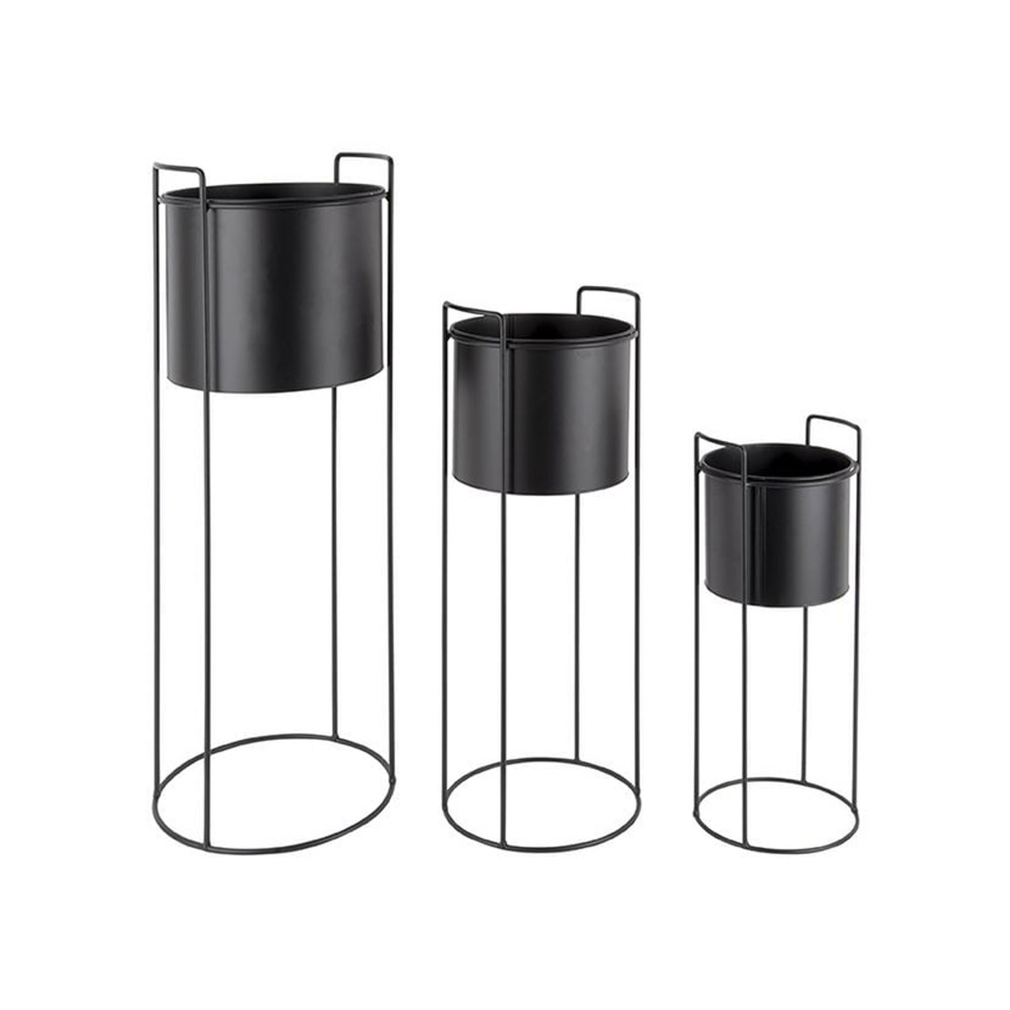 Present Time Blumenständer 3er Set Blumenständer Pflanzständer Metall mit Blumentopf Höhe 80 cm (3 St., 3er Set), geeignet für Topfpflanzen