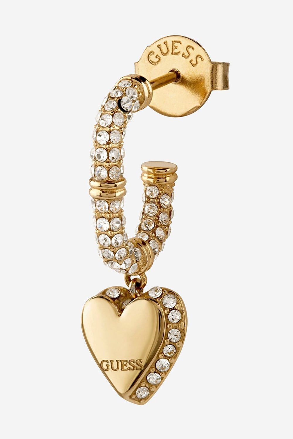 Guess Paar Creolen JUBE06075JWYGT/U, für Damen Herz Pavé Goldfarben
