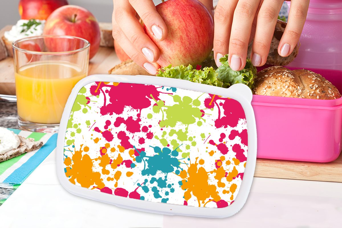 Brotdose Regenbogen, - für Brotbox (2-tlg), - Farbe Kunststoff, Erwachsene, Snackbox, Kunststoff Muster rosa MuchoWow Lunchbox Mädchen, Kinder,