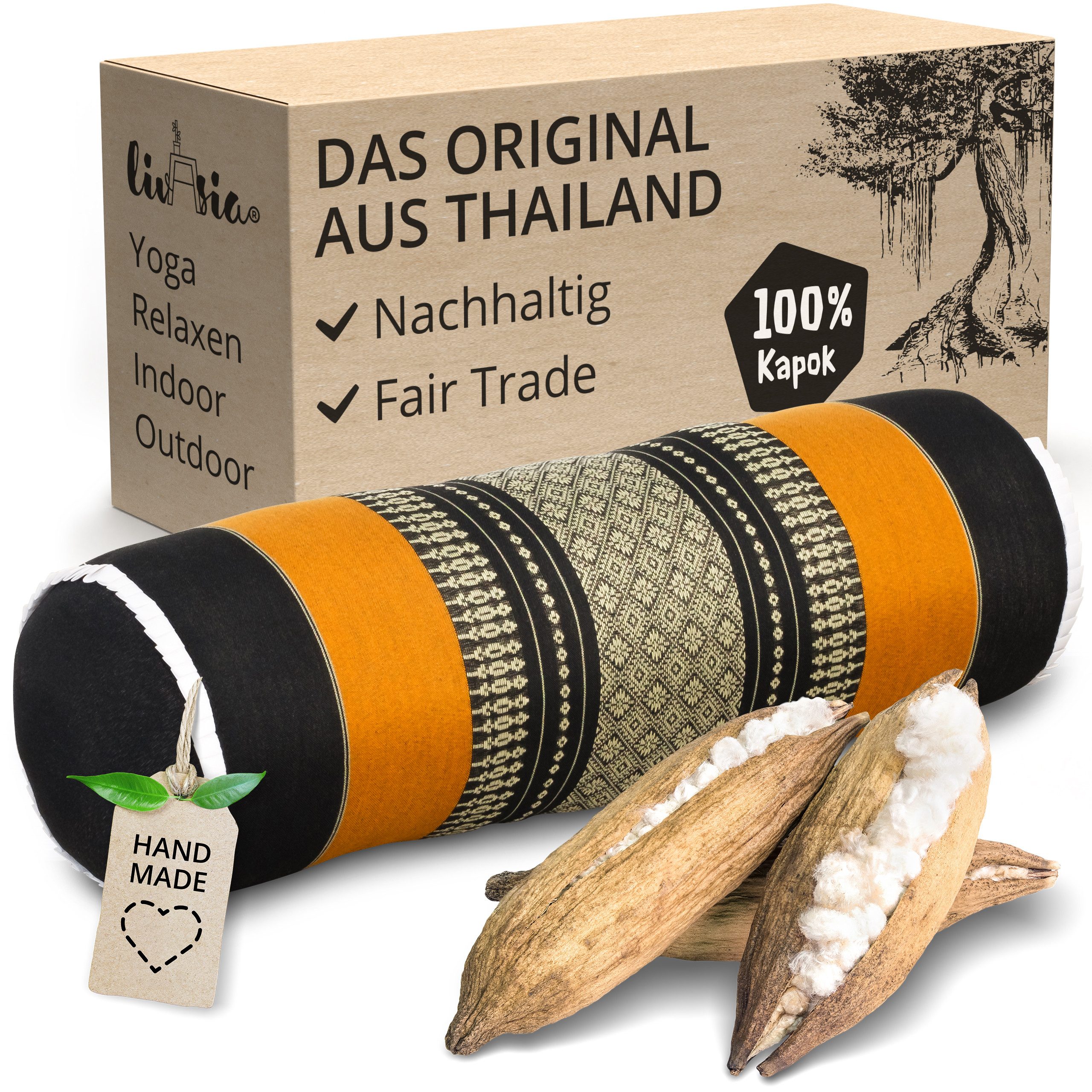 livasia Nackenrolle Nackenrolle, vegan und handgefertigt, Ø 17x56cm, Kapok günstig online kaufen