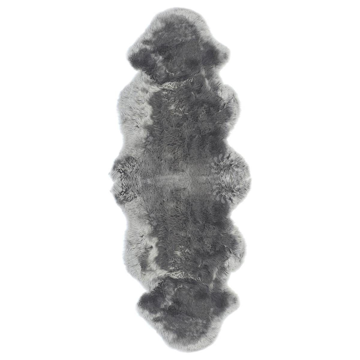 Fellteppich Heide Lammfell Lederlänge 180 cm - Doppelfell - Grau, Fell, Höhe: 0 mm, 100% Echtlammfell mit Lederrücken aus Neuseeland