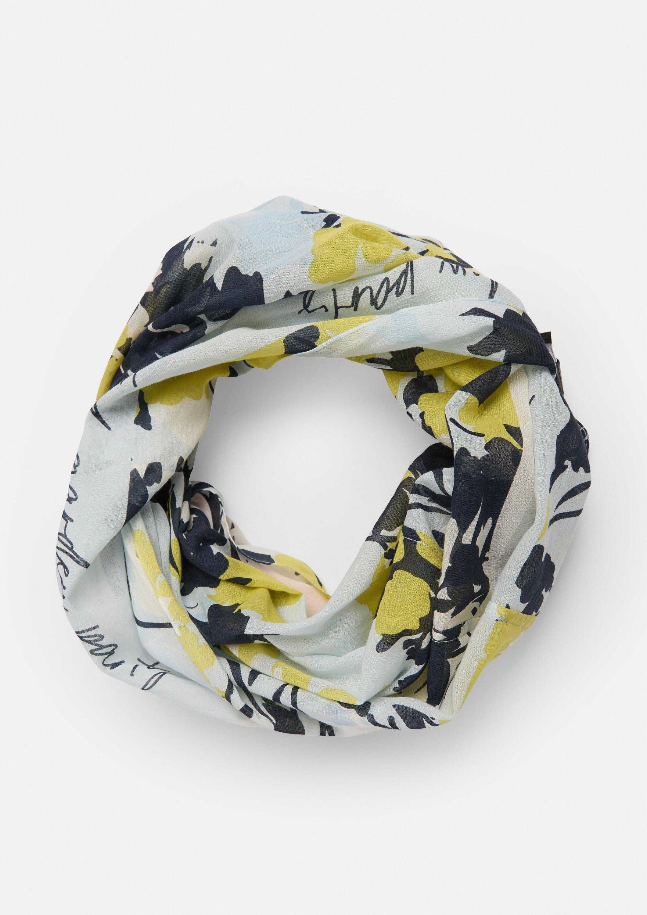 comma Loop Tuch, Floral gemusterter Loop-Schal aus Baumwolle