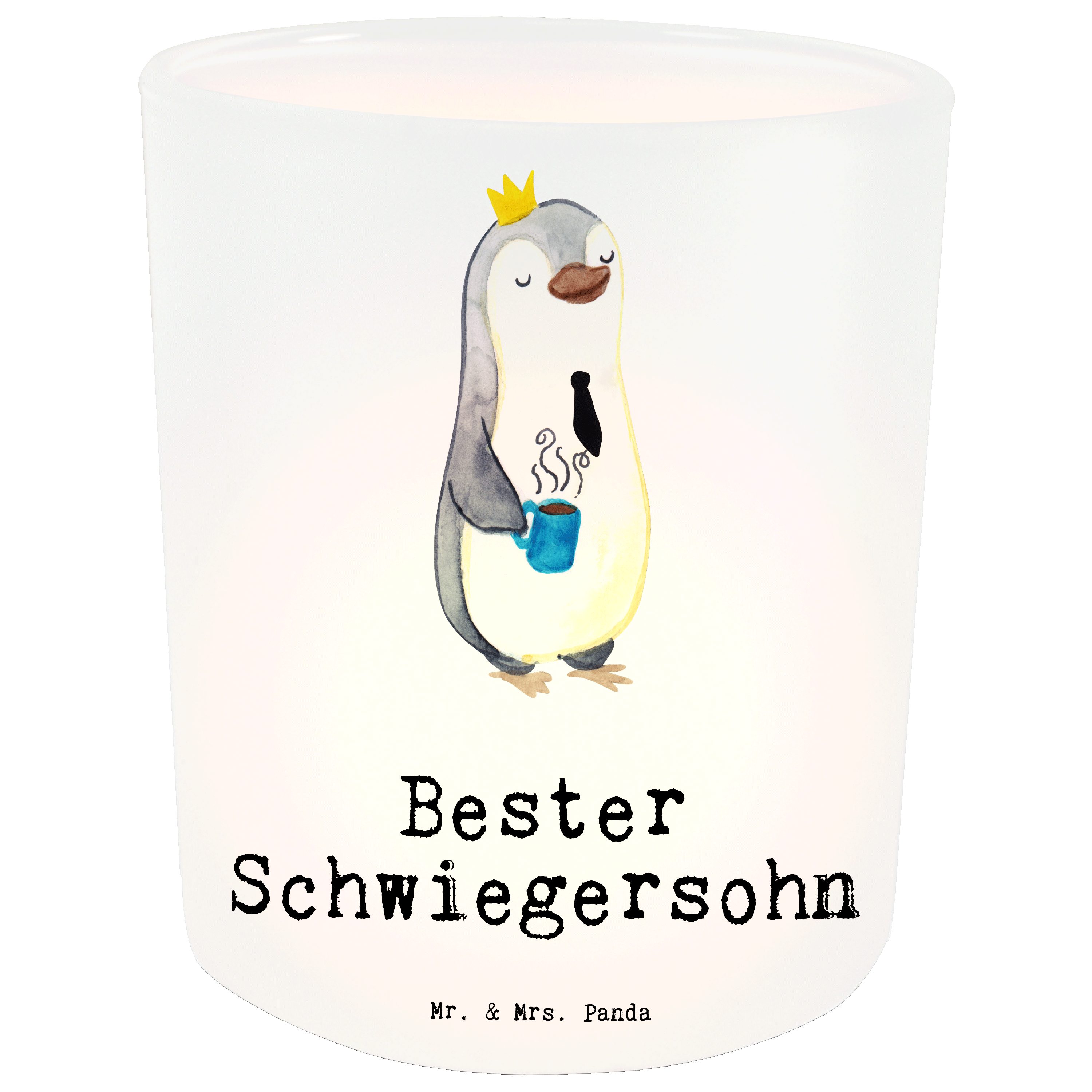 Mr. & Mrs. Panda Windlicht Pinguin Bester Schwiegersohn - Transparent - Geschenk, Kerzenlicht, T (1 St)