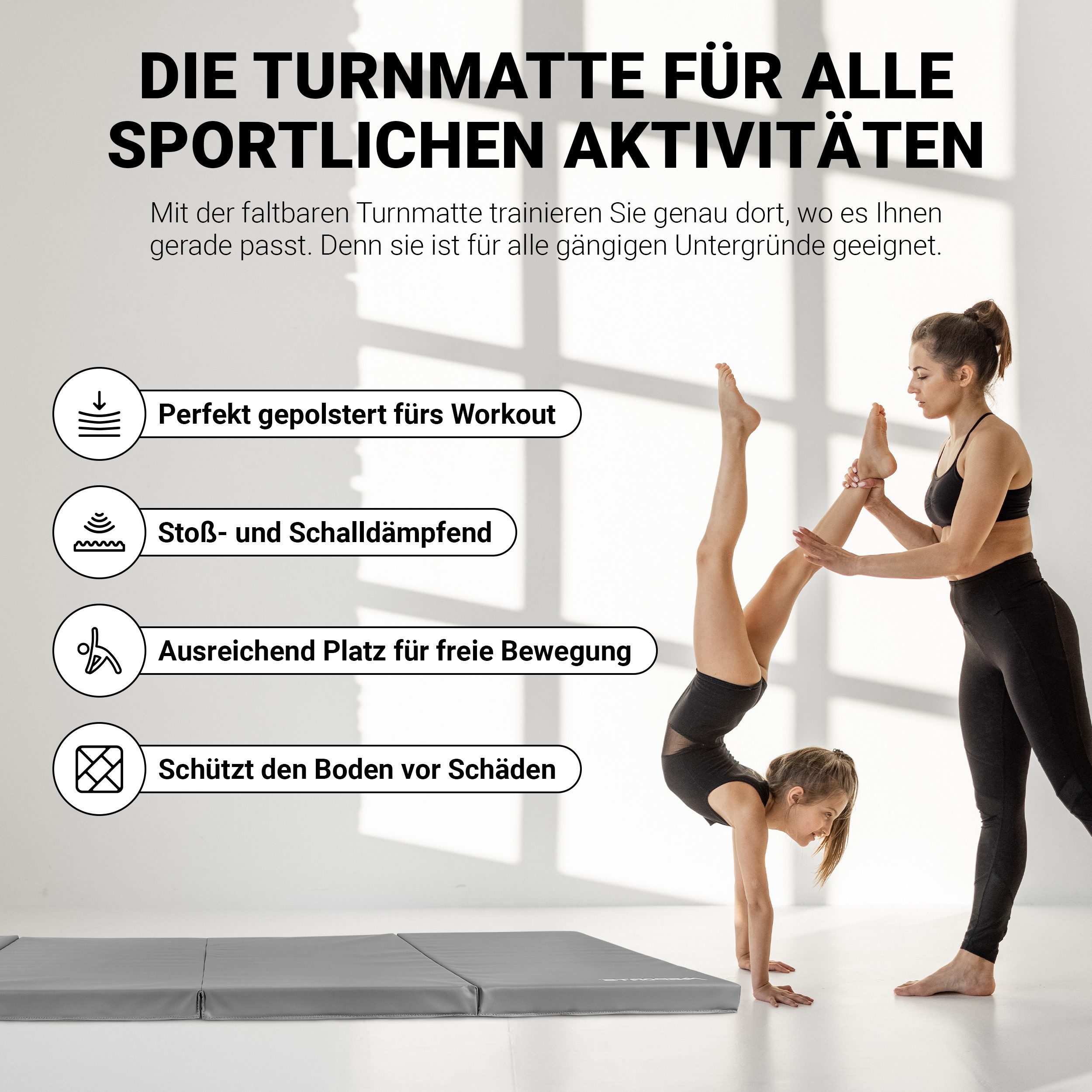 MSports® Turnmatte Turnmatte Premium klappbare Weichbodenmatte 190 x 80 x 5 cm – Bild 5 von 5