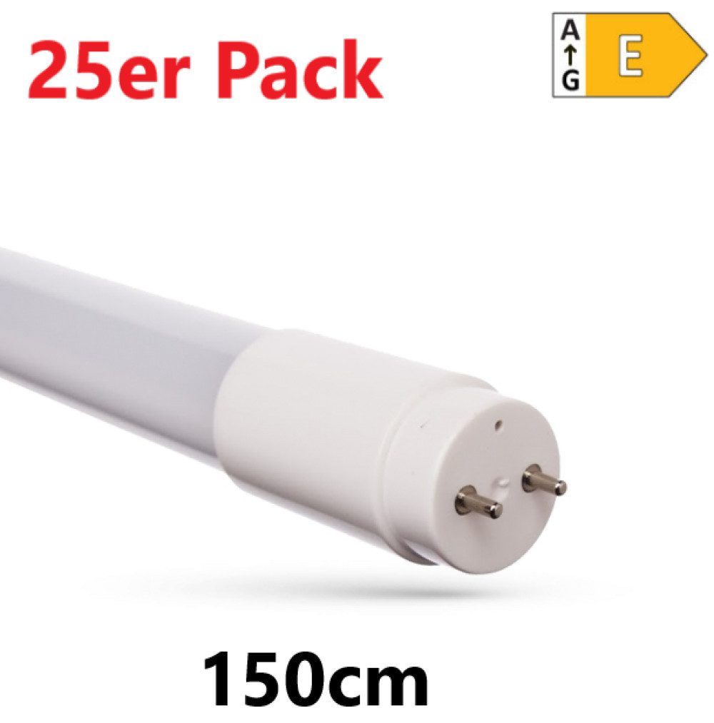 Spectrum LED-Leuchtmittel 25er Pack LED 150cm Röhre G13 Tube Glas T8 20W 2300lm Warmweiß 3000K, G13, Warmweiß