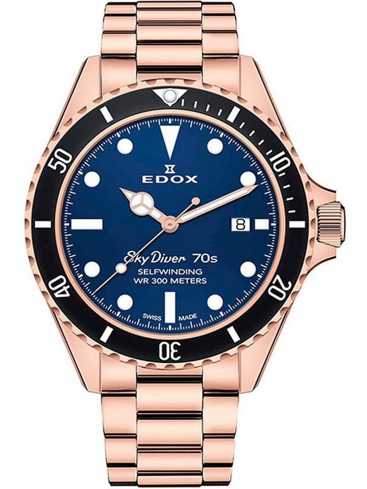 Edox Automatikuhr Edox 80112-37RNM-BUI Skydiver 70s Date Automatik 42mm  30ATM