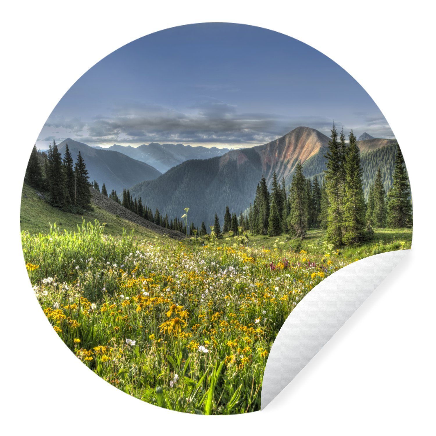 MuchoWow Wandsticker Colorado - Amerika - Gebirge (1 St), Tapetenkreis für Kinderzimmer, Tapetenaufkleber, Rund, Wohnzimmer