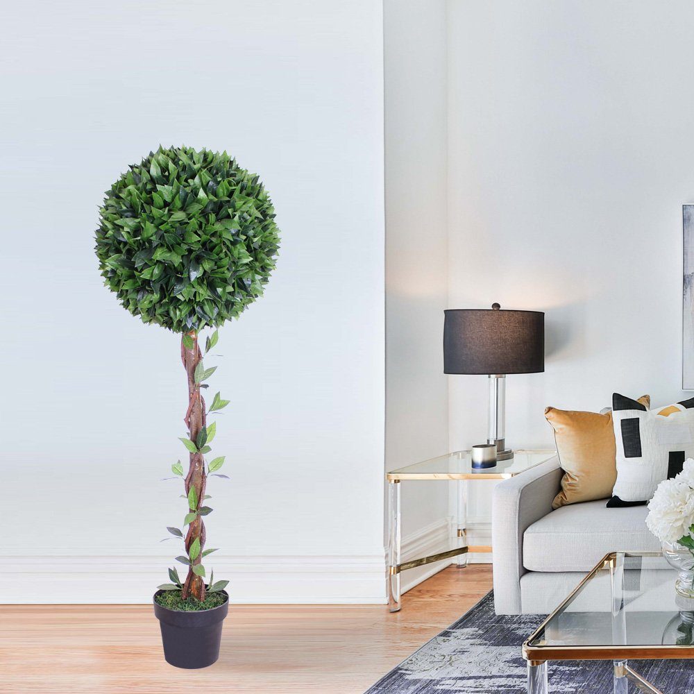 Kunstpflanze Decovego, Künstliche Kunstbaum Kirschlorbeerbaum 130cm Decovego Pflanze Kunstpflanze