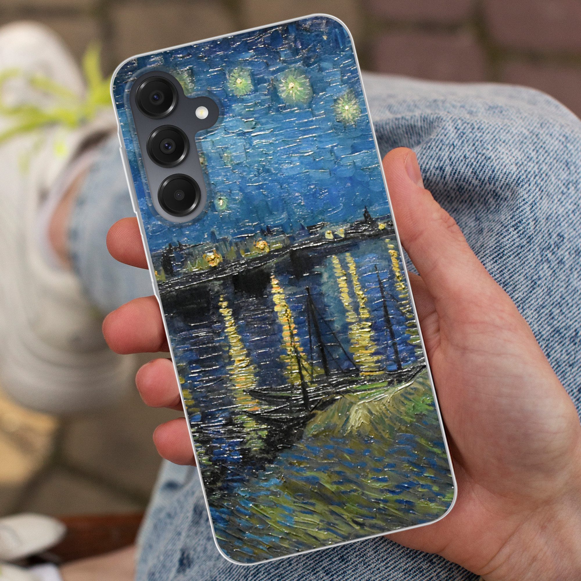 MuchoWow Handyhülle für Samsung Galaxy A16 5G Sternennacht über der Rhone - Van Gogh - Kun, Phone Case, Silikon, Schutzhülle Dünn
