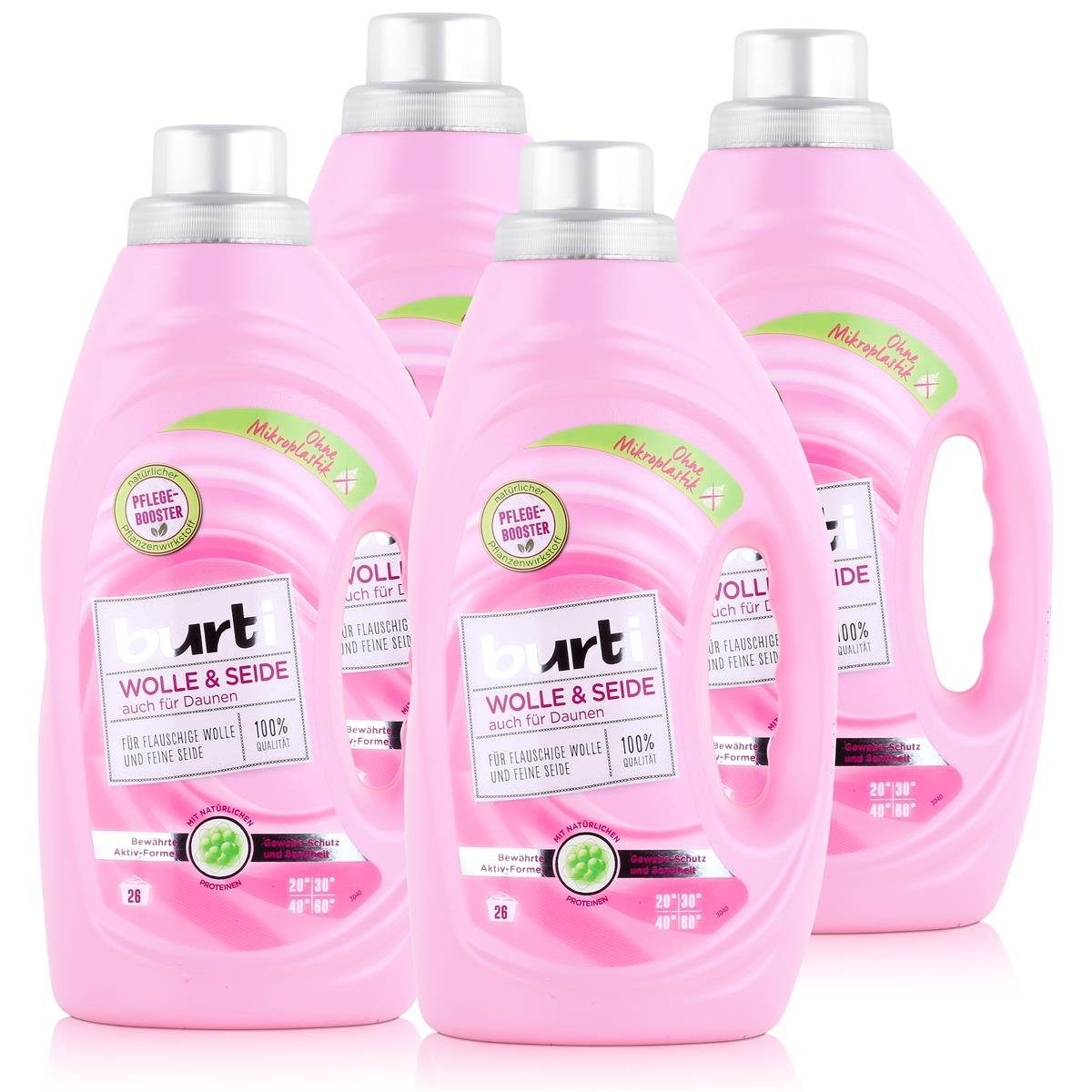 burti burti Wolle & Seide Feinwaschmittel 1,45L - Für flauschige Wolle (4er Colorwaschmittel