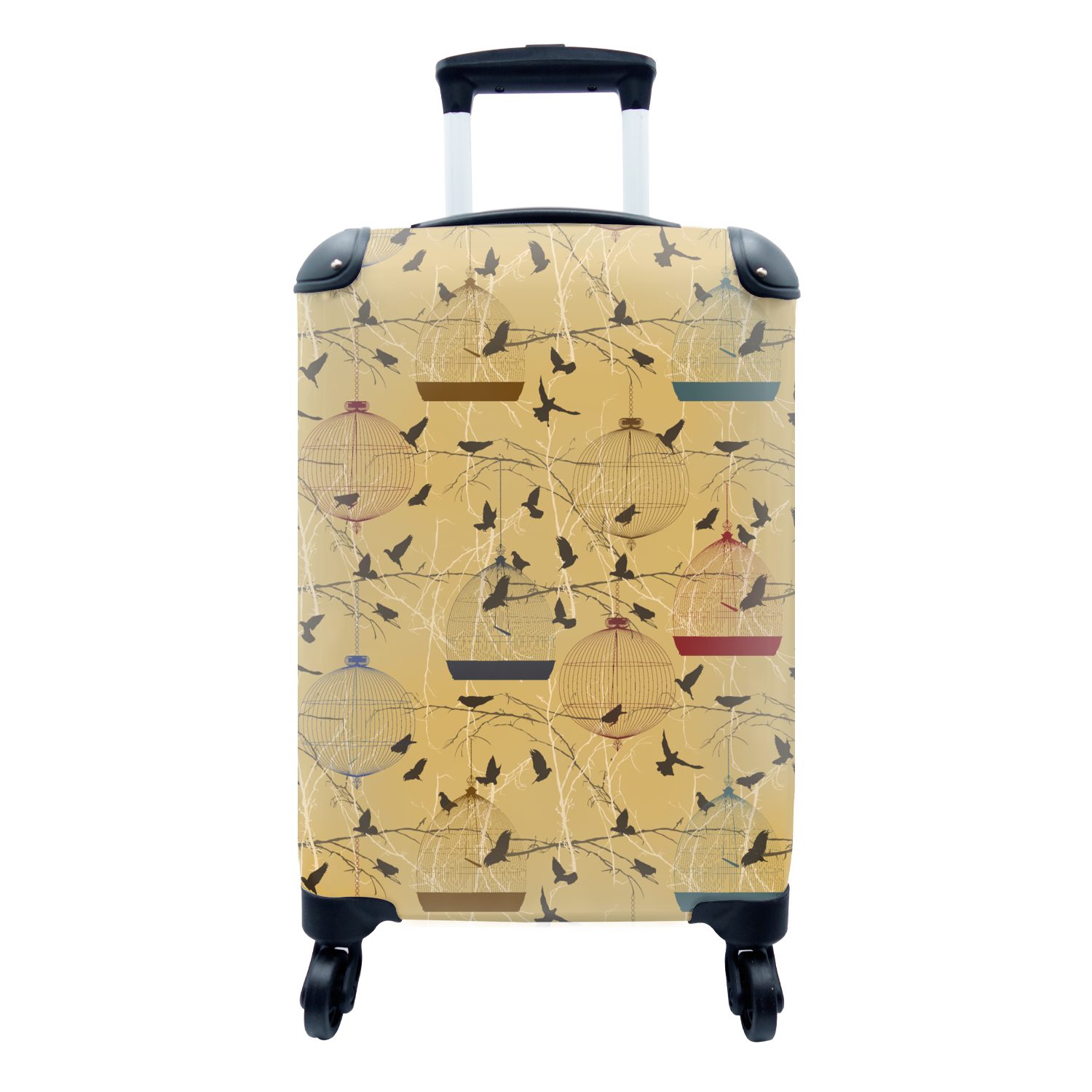 Muster, Reisetasche Reisekoffer rollen, Trolley, Vogel für mit 4 Vogelkäfig MuchoWow - Rollen, Handgepäckkoffer Handgepäck - Ferien,