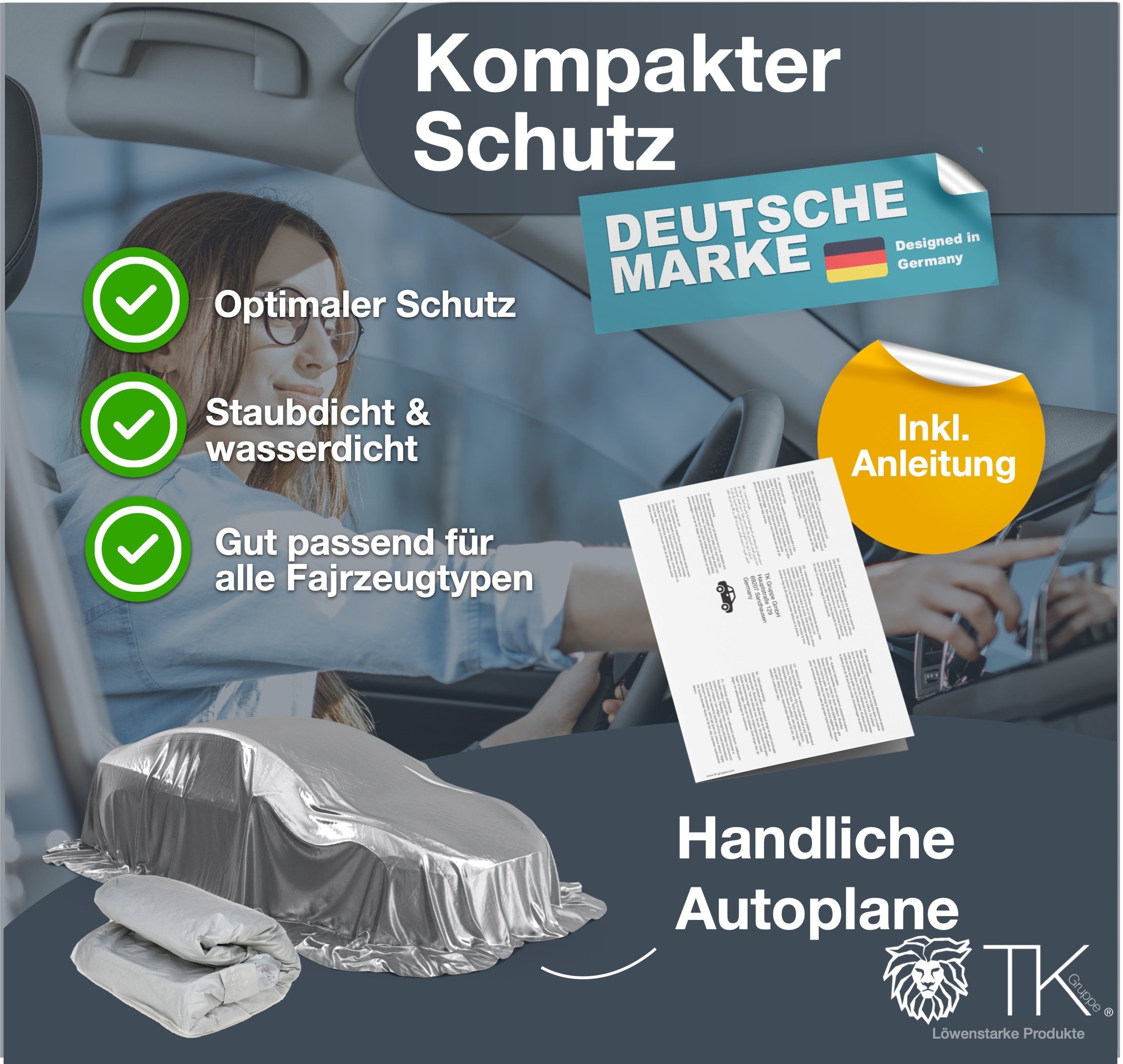 TK Gruppe Autoplane Autoschutzhülle - Silber Autoplane Auto Abdeckung - Car Cover (1-St)