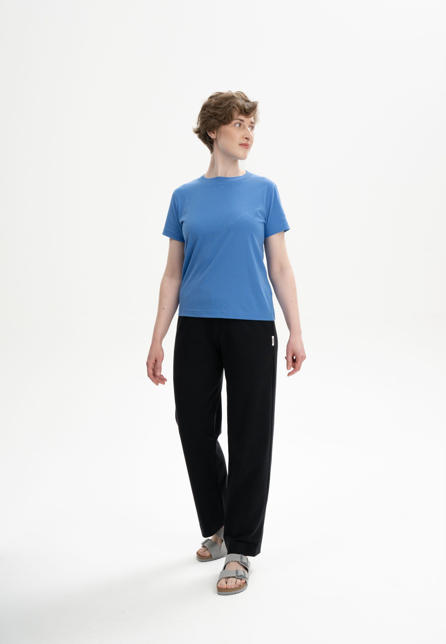 MELA Kurzarmshirt T-Shirt Style KHIRA Fein gerippter Kragen