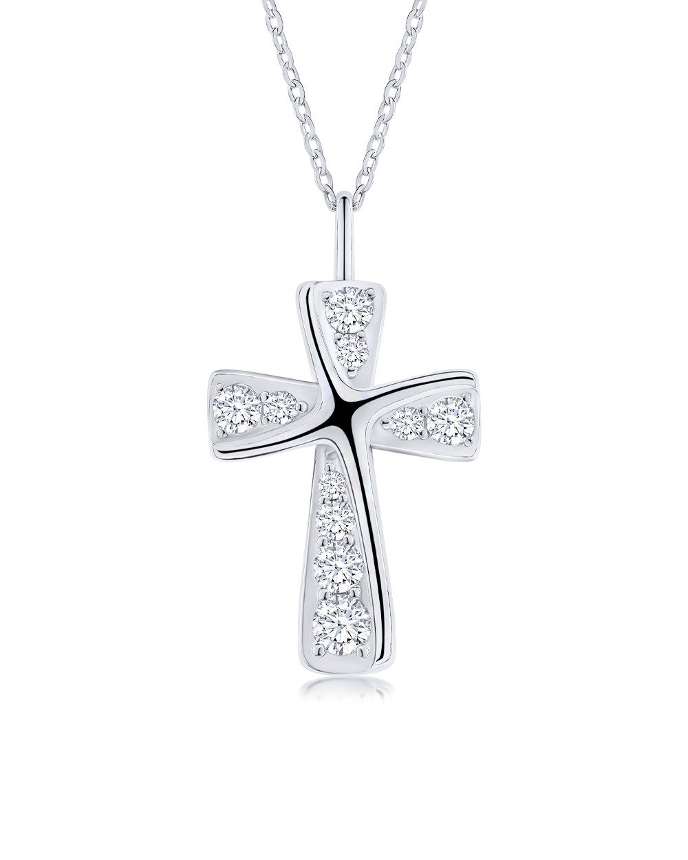 DANIEL CLIFFORD Kreuzkette 'Irene' Damen Halskette Silber 925 Kreuz Anhänger Kristall (inkl. Verpackung), größenverstellbare Silberkette 40 cm - 45 cm, eleganter Kreuzanhänger