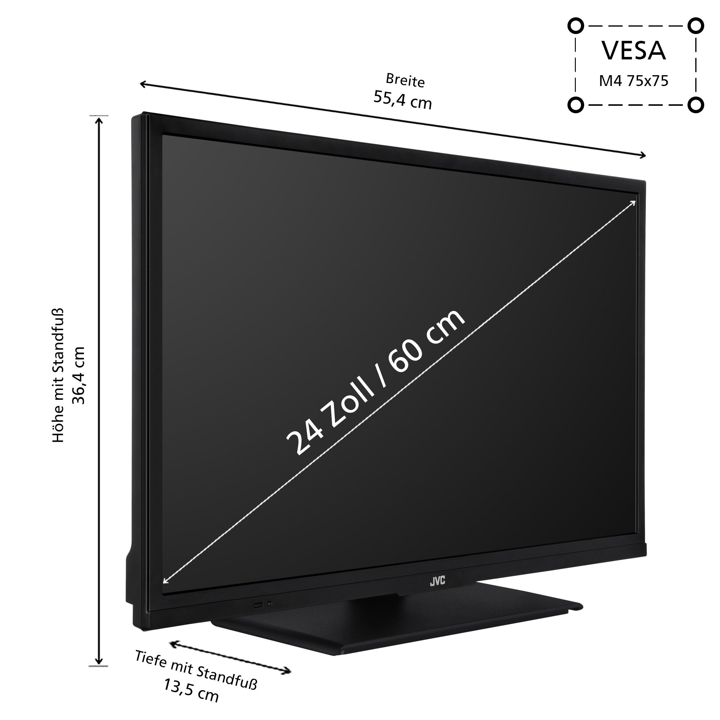 JVC LT-24VH5455 LCD-LED Fernseher (60 cm/24 Zoll, HD-ready, Smart TV powered by TiVo, HDR, Triple-Tuner, Sprachsteuerung, Micro Dimming, 6 Monate HD+ inkl)