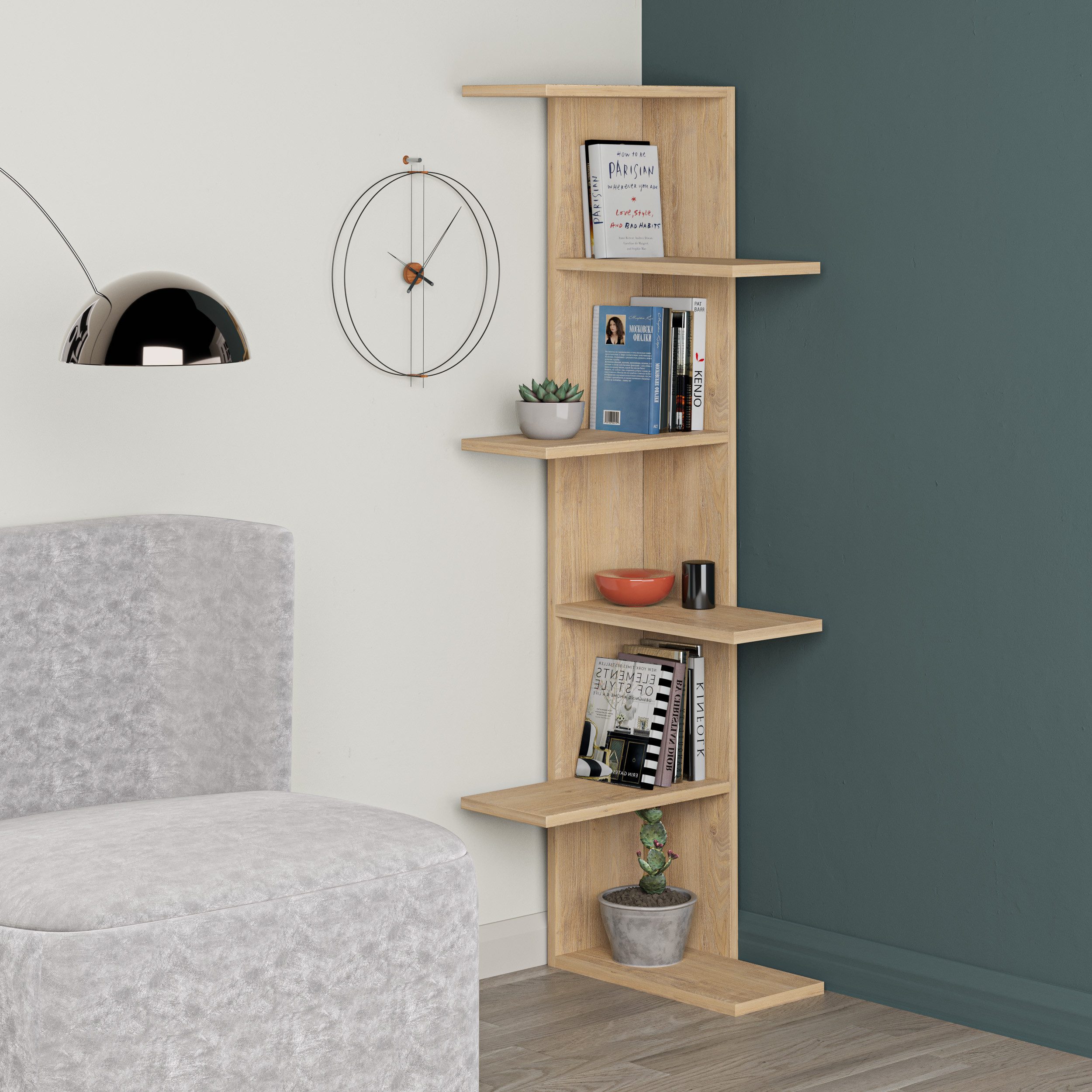 Decortie Bücherregal Saso, Modernes Eck-Bücherregal, 37 günstig online kaufen